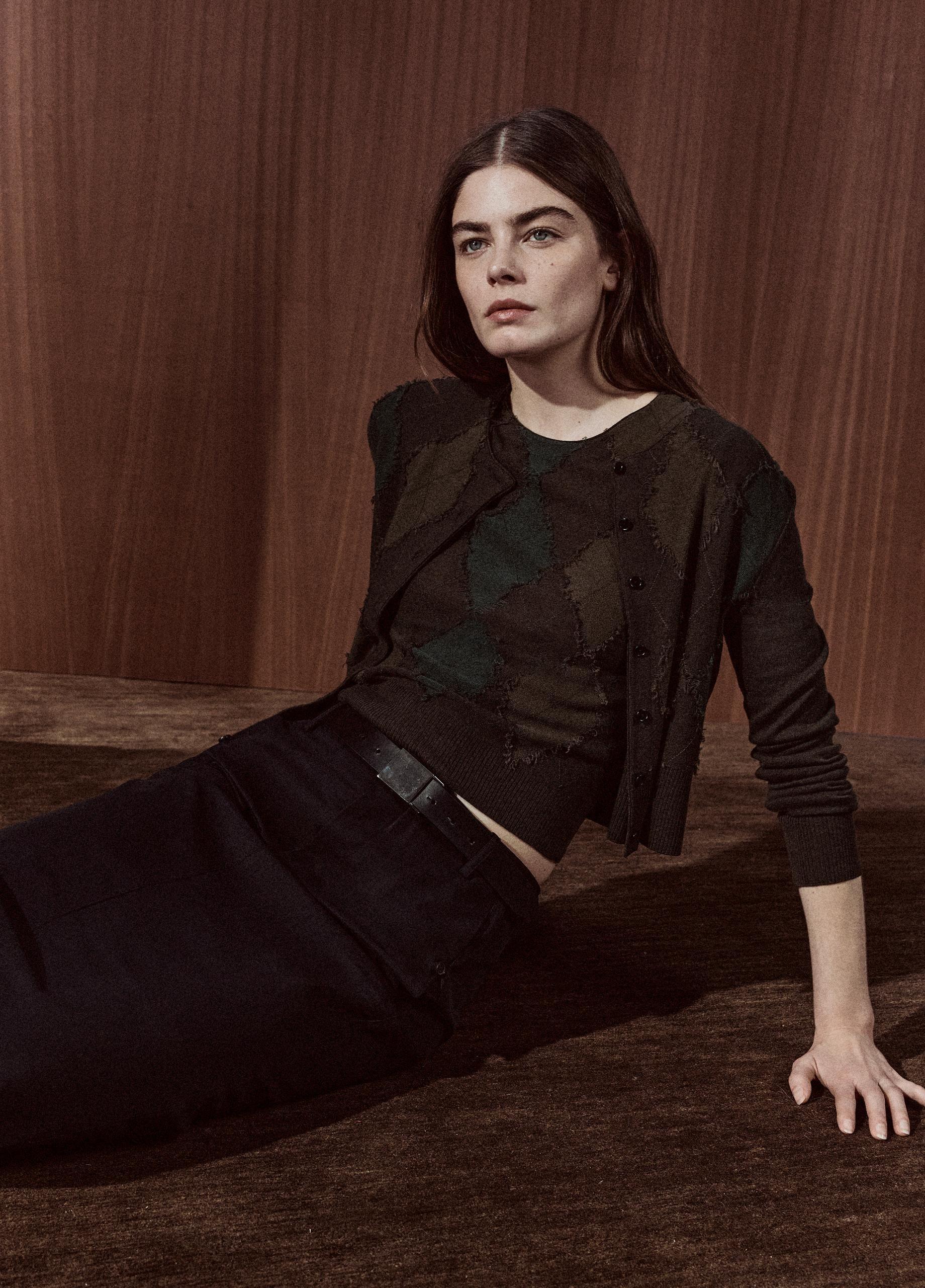 Hand-Cut Argyle Wool-Blend Cardigan image number 4