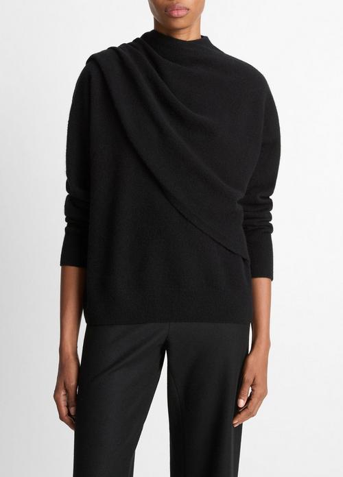 Draped-Shawl Wool-Cashmere Sweater