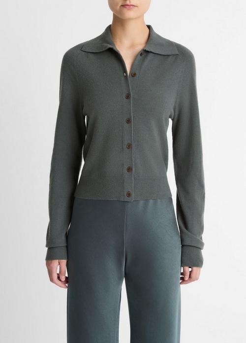 Wool & Cashmere-Blend Polo Cardigan