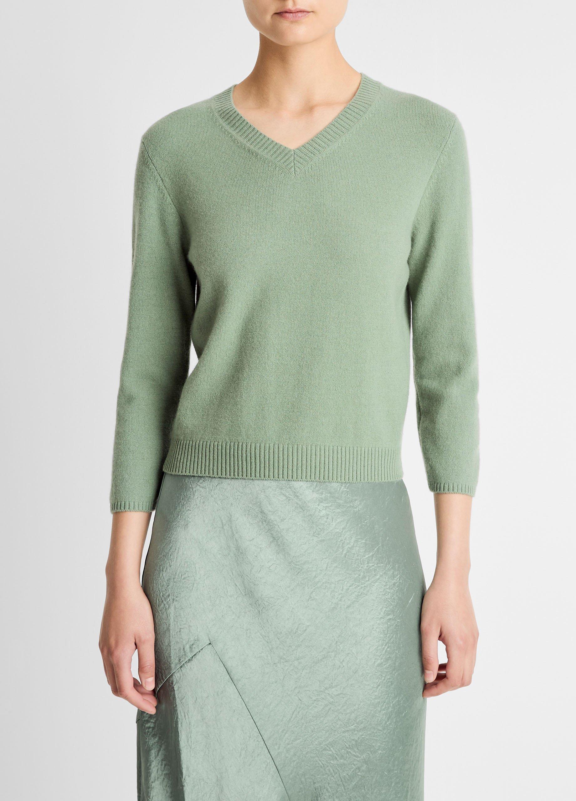 Wool & Cashmere-Blend Three-Quarter-Sleeve V-Neck Sweater image number 0