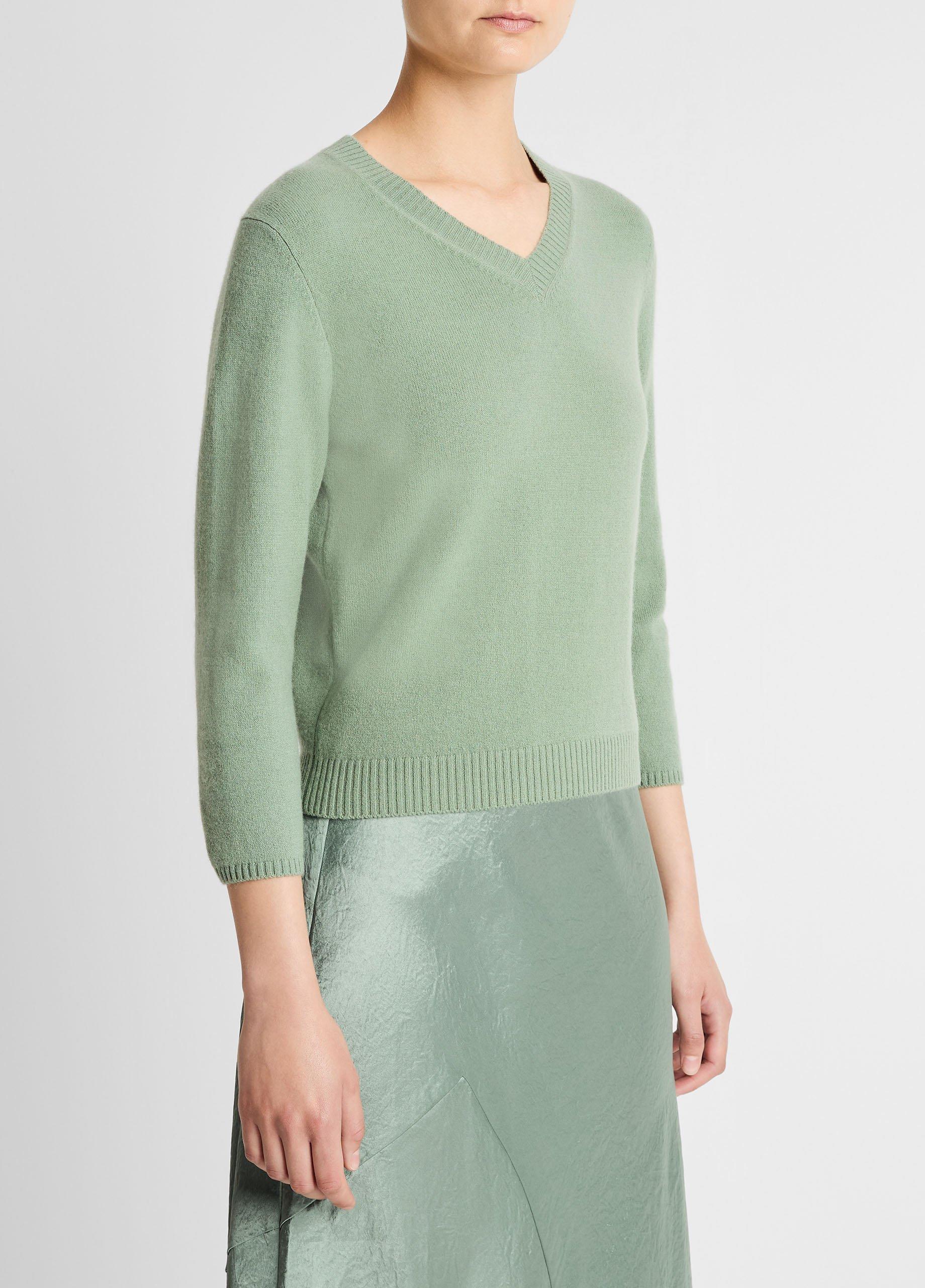 Wool & Cashmere-Blend Three-Quarter-Sleeve V-Neck Sweater image number 1