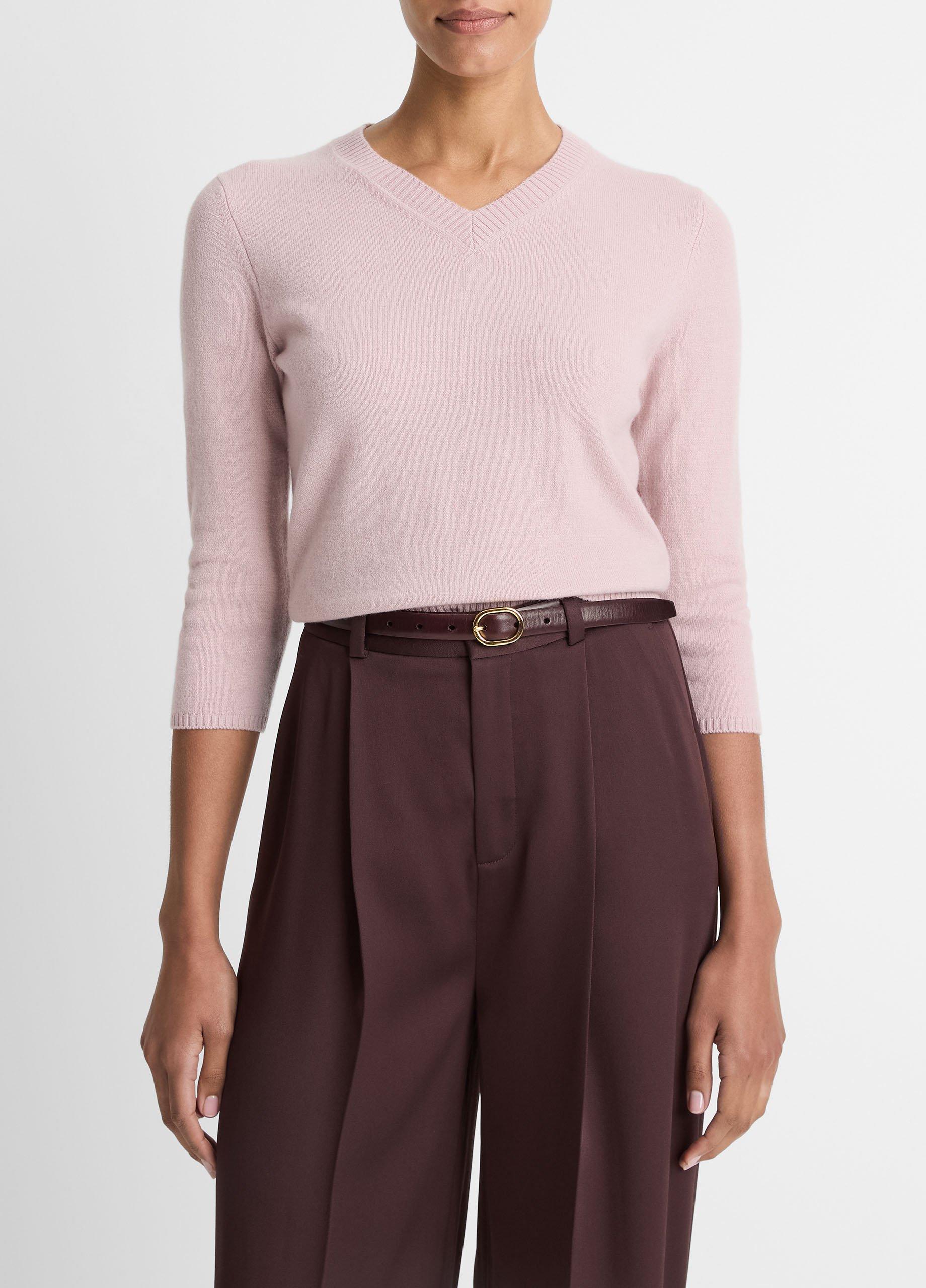 Wool & Cashmere-Blend Three-Quarter-Sleeve V-Neck Sweater image number 0