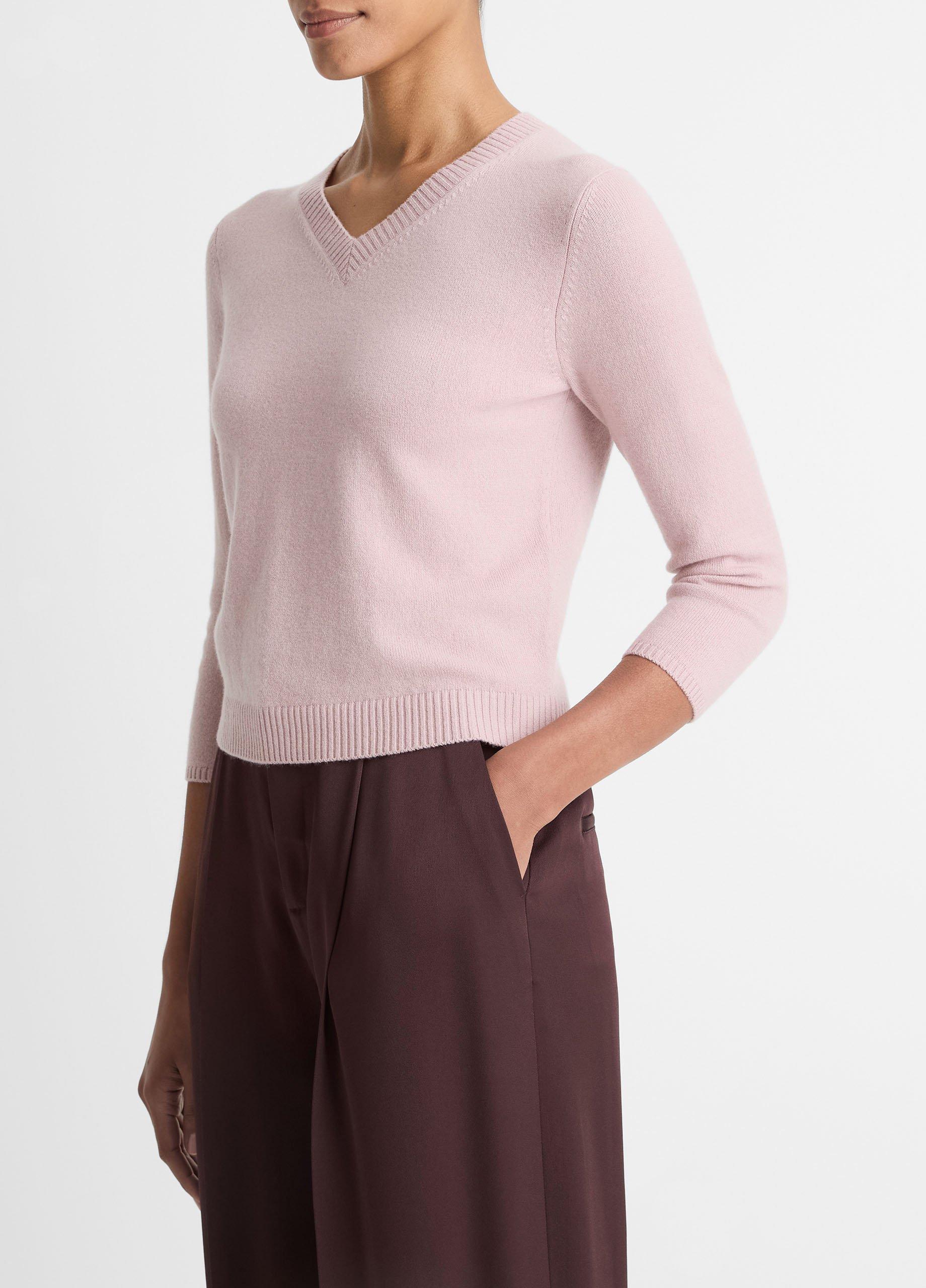 Wool & Cashmere-Blend Three-Quarter-Sleeve V-Neck Sweater image number 1