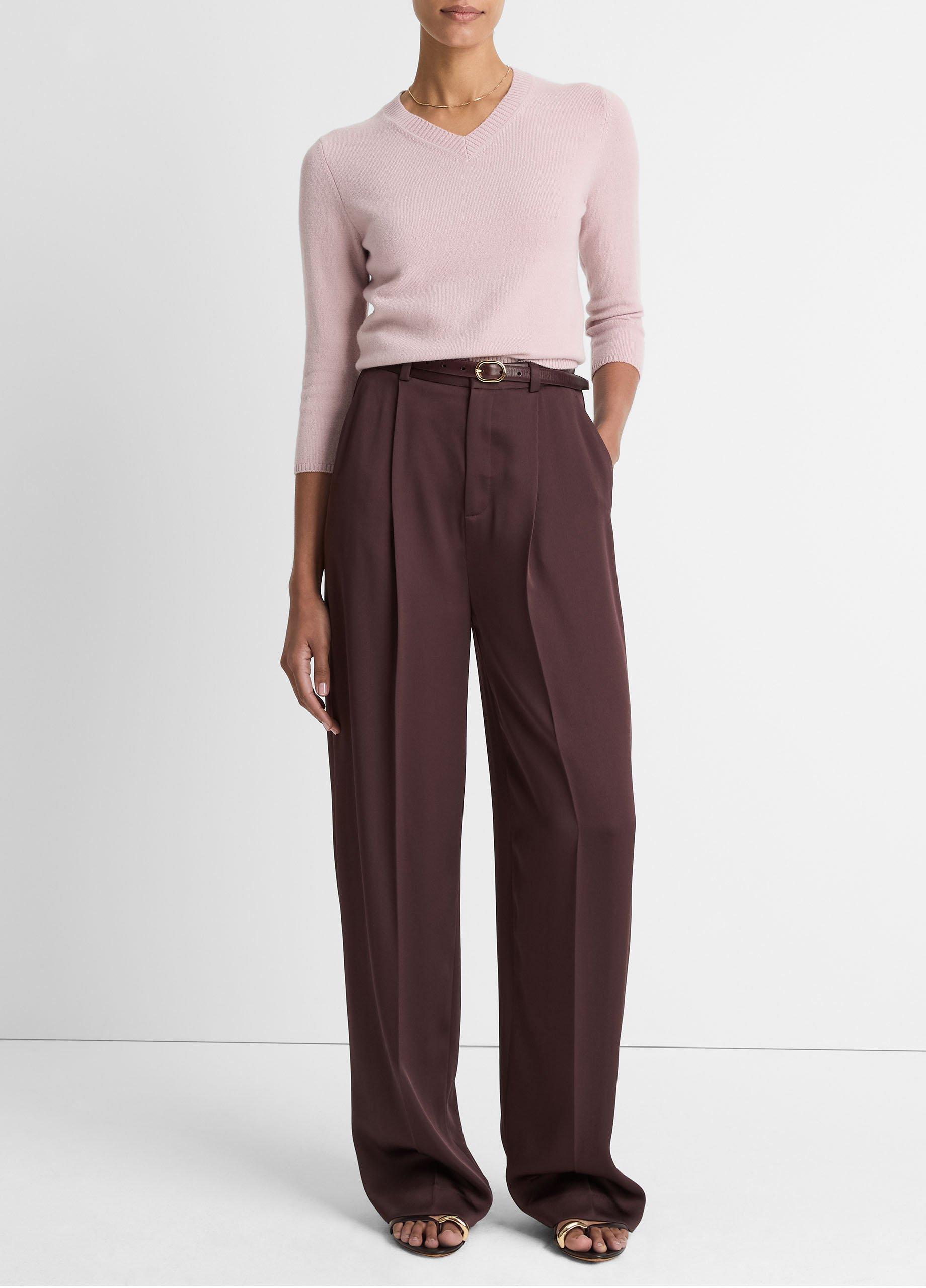 Wool & Cashmere-Blend Three-Quarter-Sleeve V-Neck Sweater image number 3