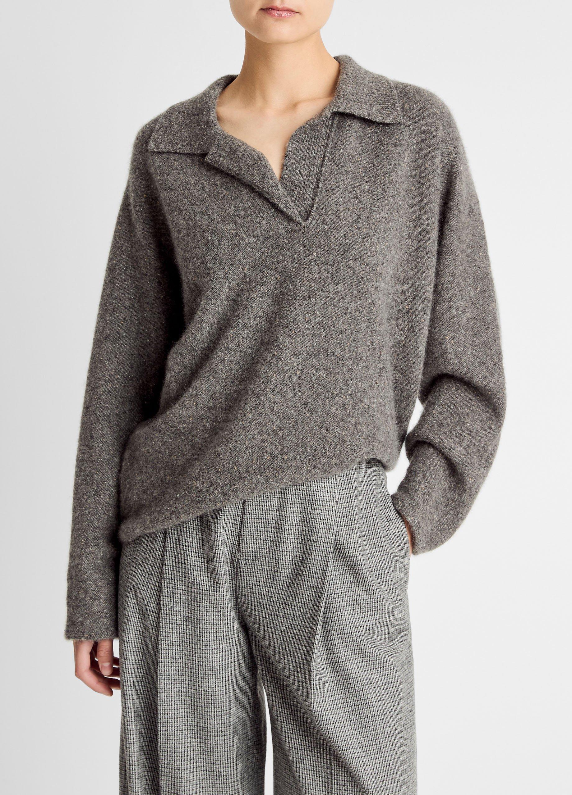 Donegal Plush Cashmere Dolman-Sleeve Polo Sweater