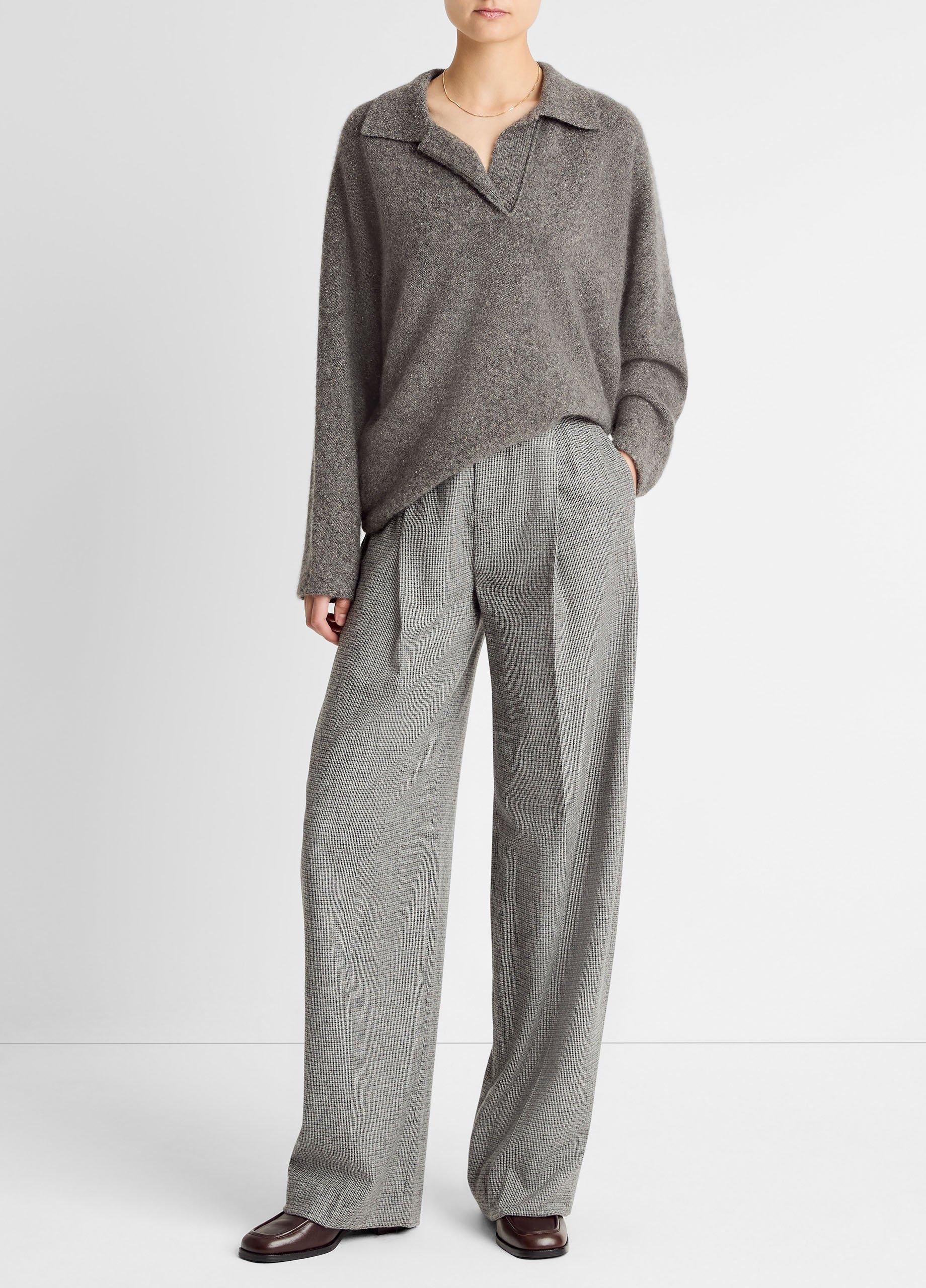 Donegal Plush Cashmere Dolman-Sleeve Polo Sweater image number 3