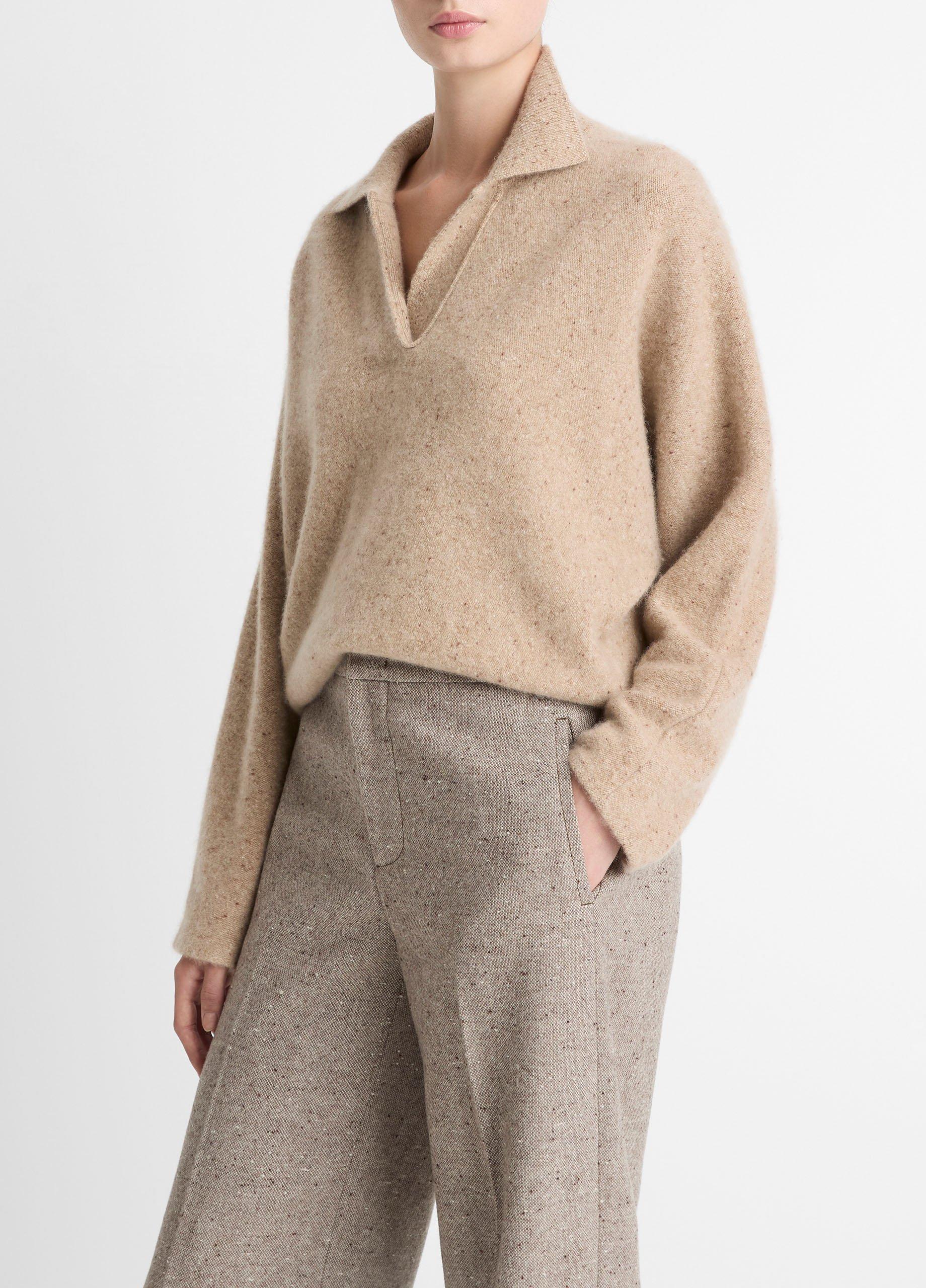 Donegal Plush Cashmere Dolman-Sleeve Polo Sweater image number 1