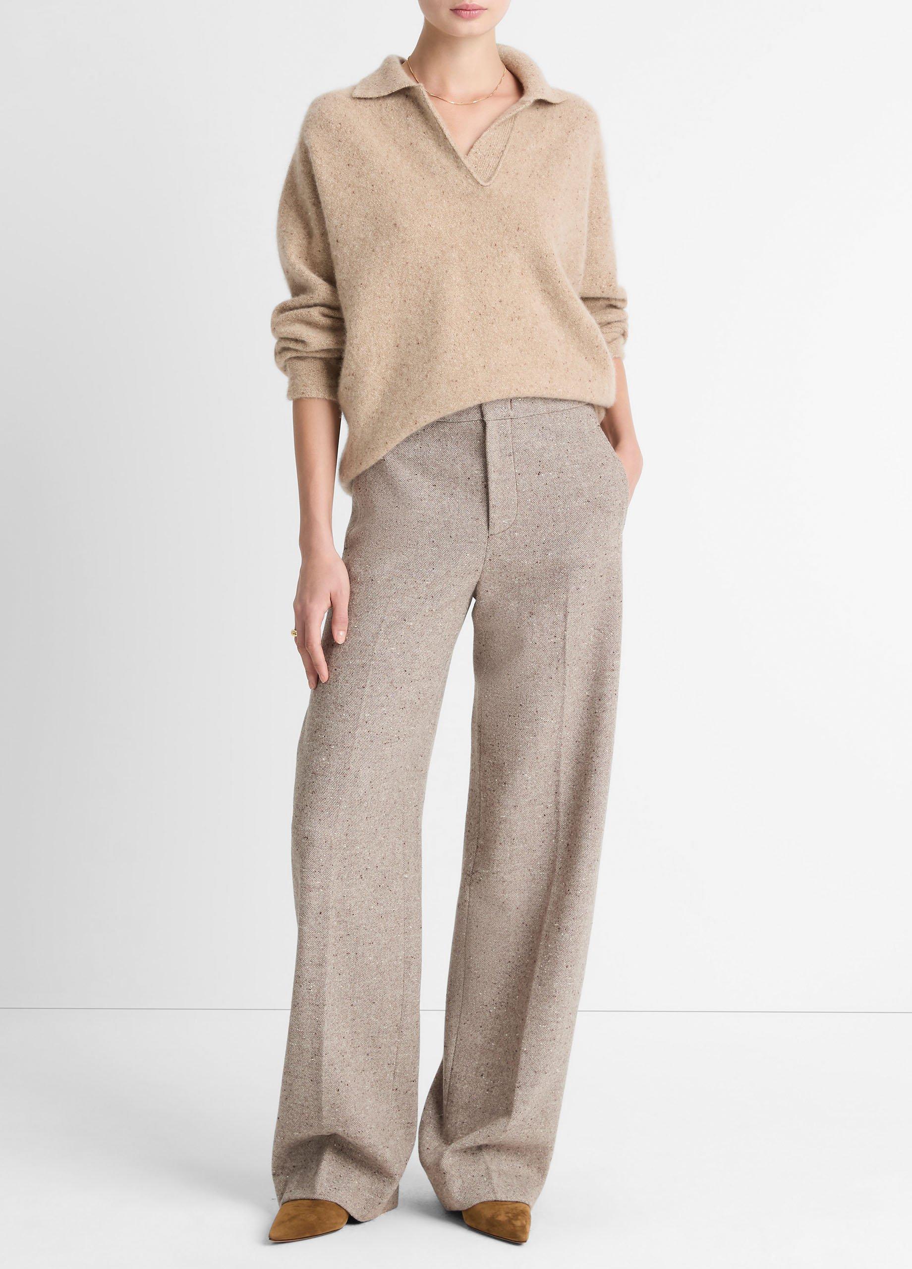 Donegal Plush Cashmere Dolman-Sleeve Polo Sweater image number 3