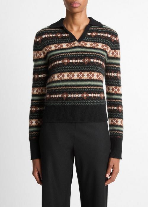 Fair Isle Cashmere Polo Sweater