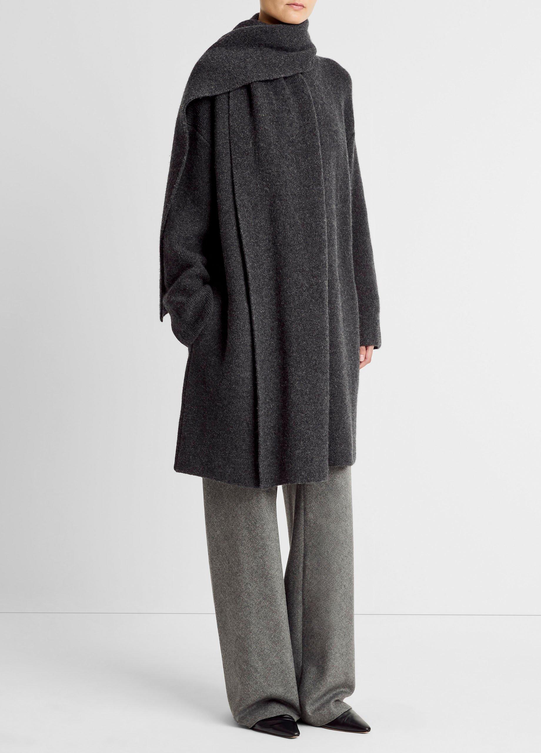 Draped-Scarf Wool-Blend Car Coat image number 1
