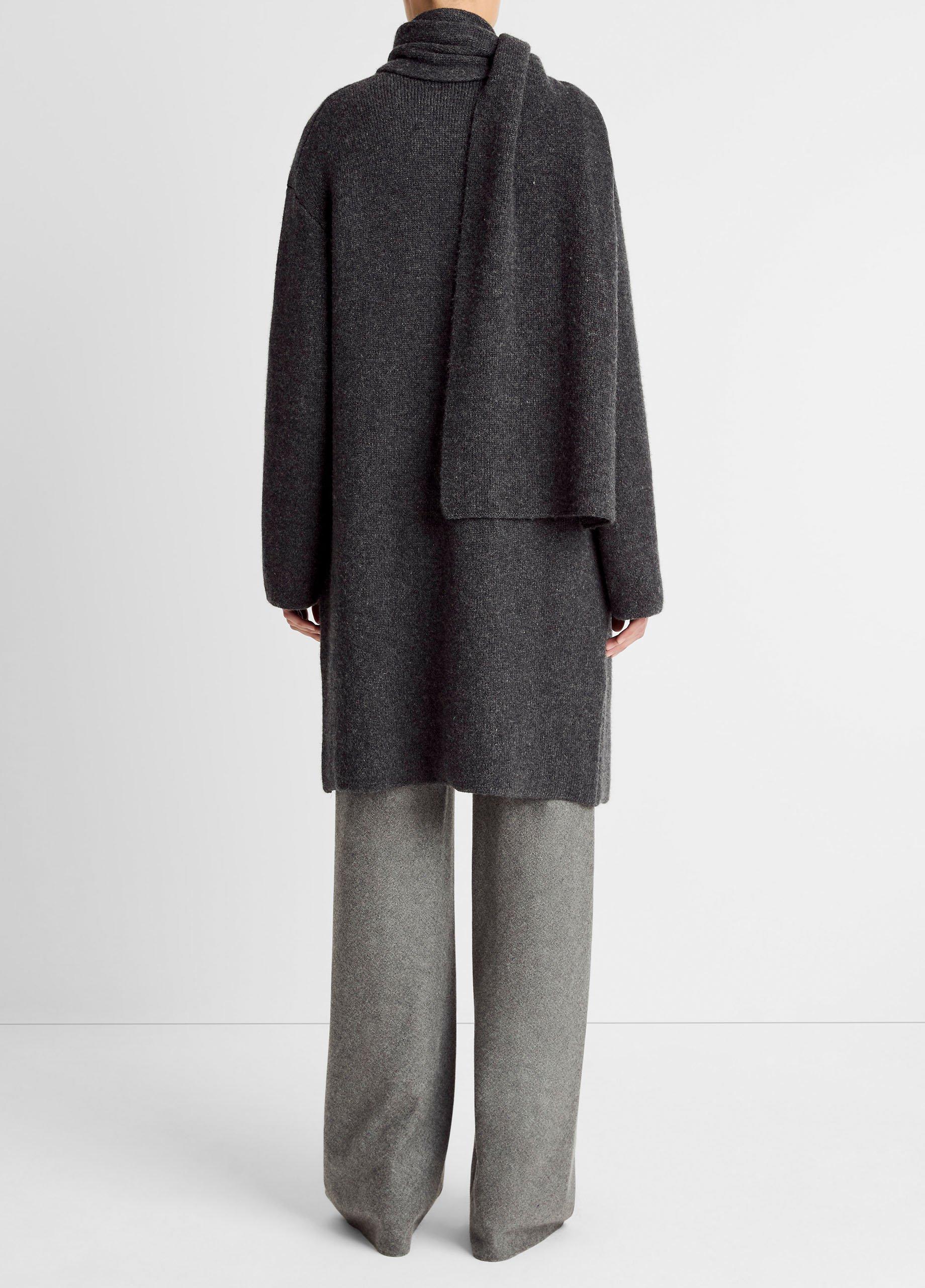 Draped-Scarf Wool-Blend Car Coat image number 2