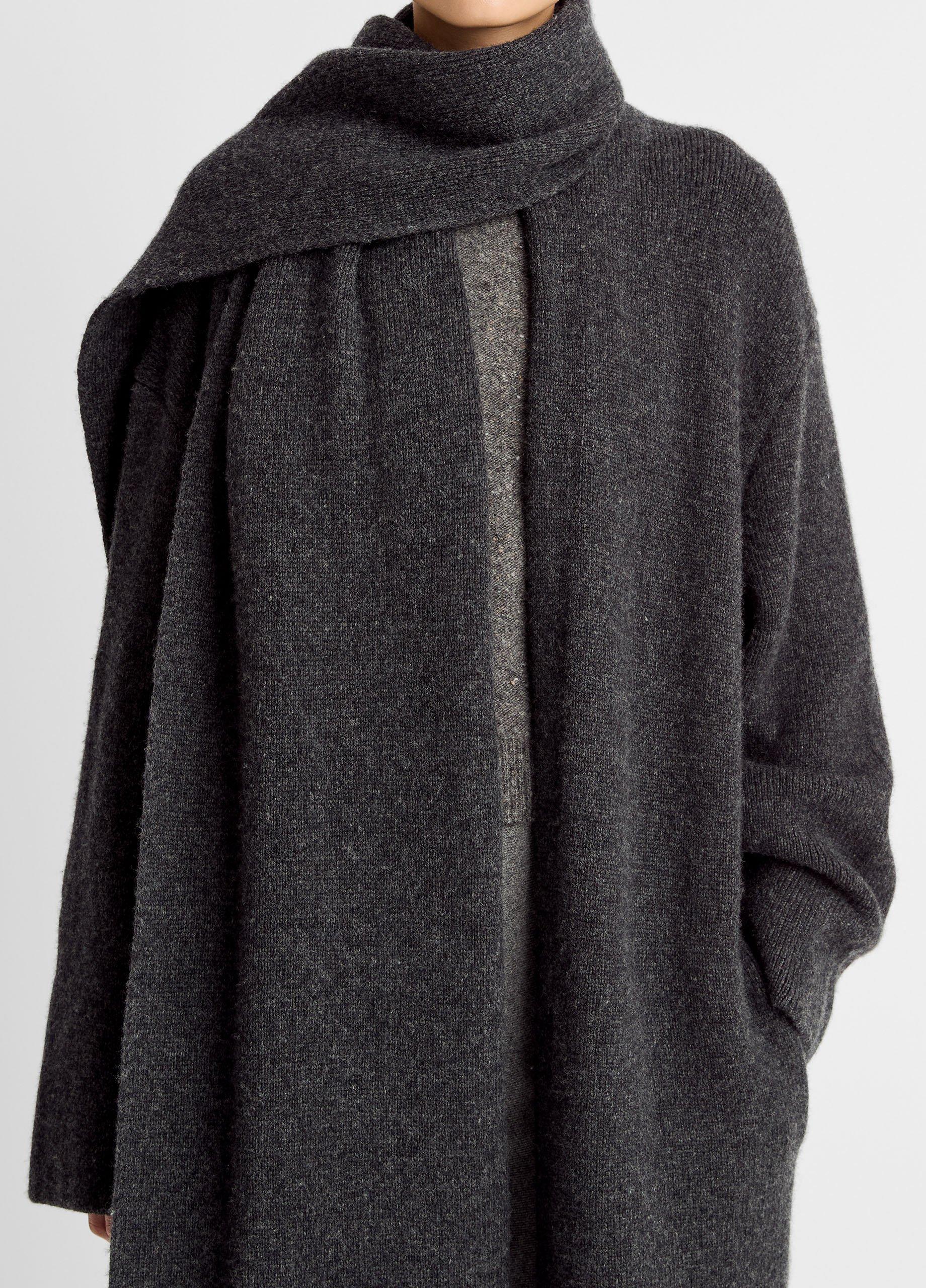 Draped-Scarf Wool-Blend Car Coat image number 3