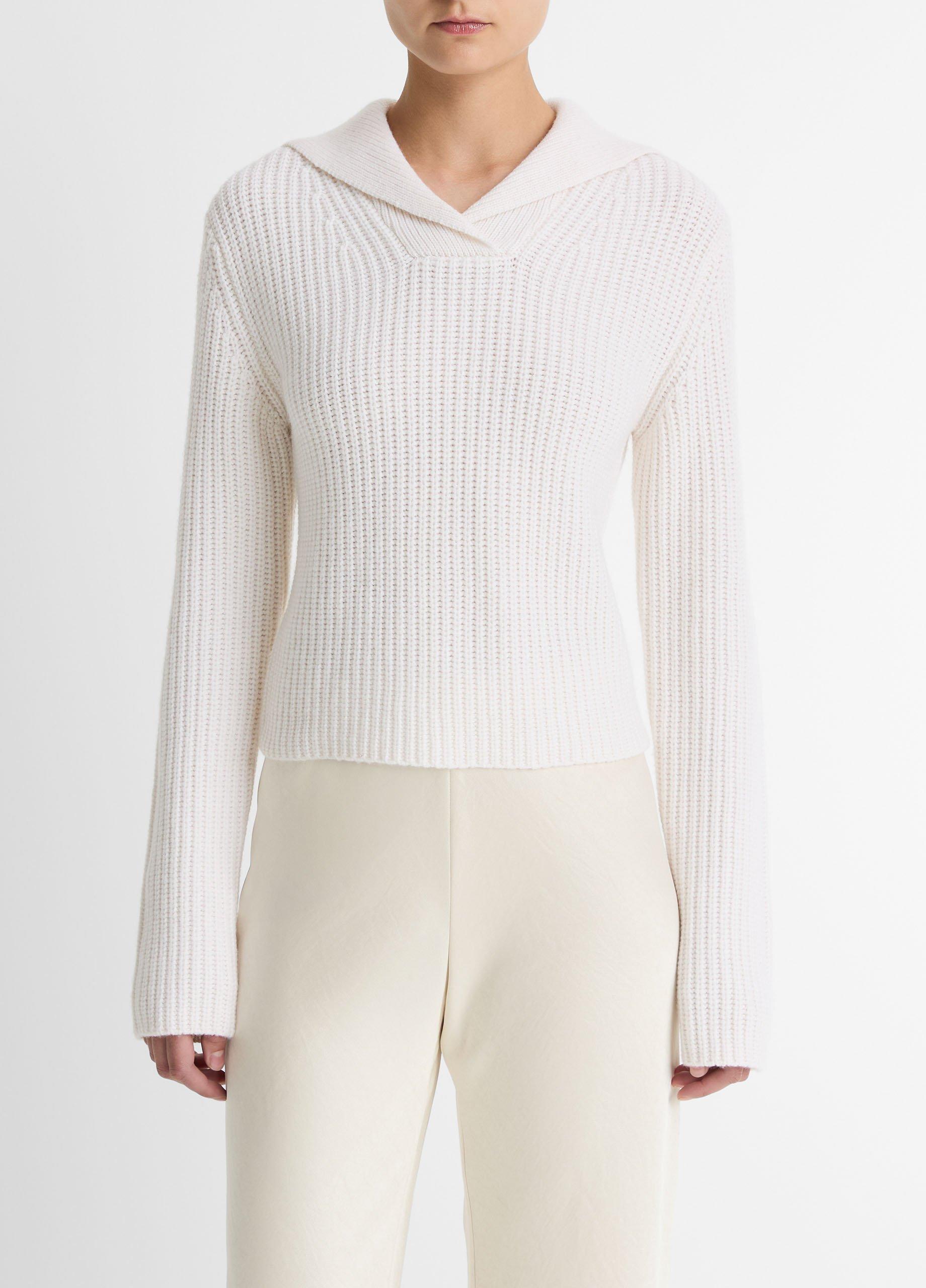 Ribbed Wool-Cashmere Sailor-Collar Sweater
