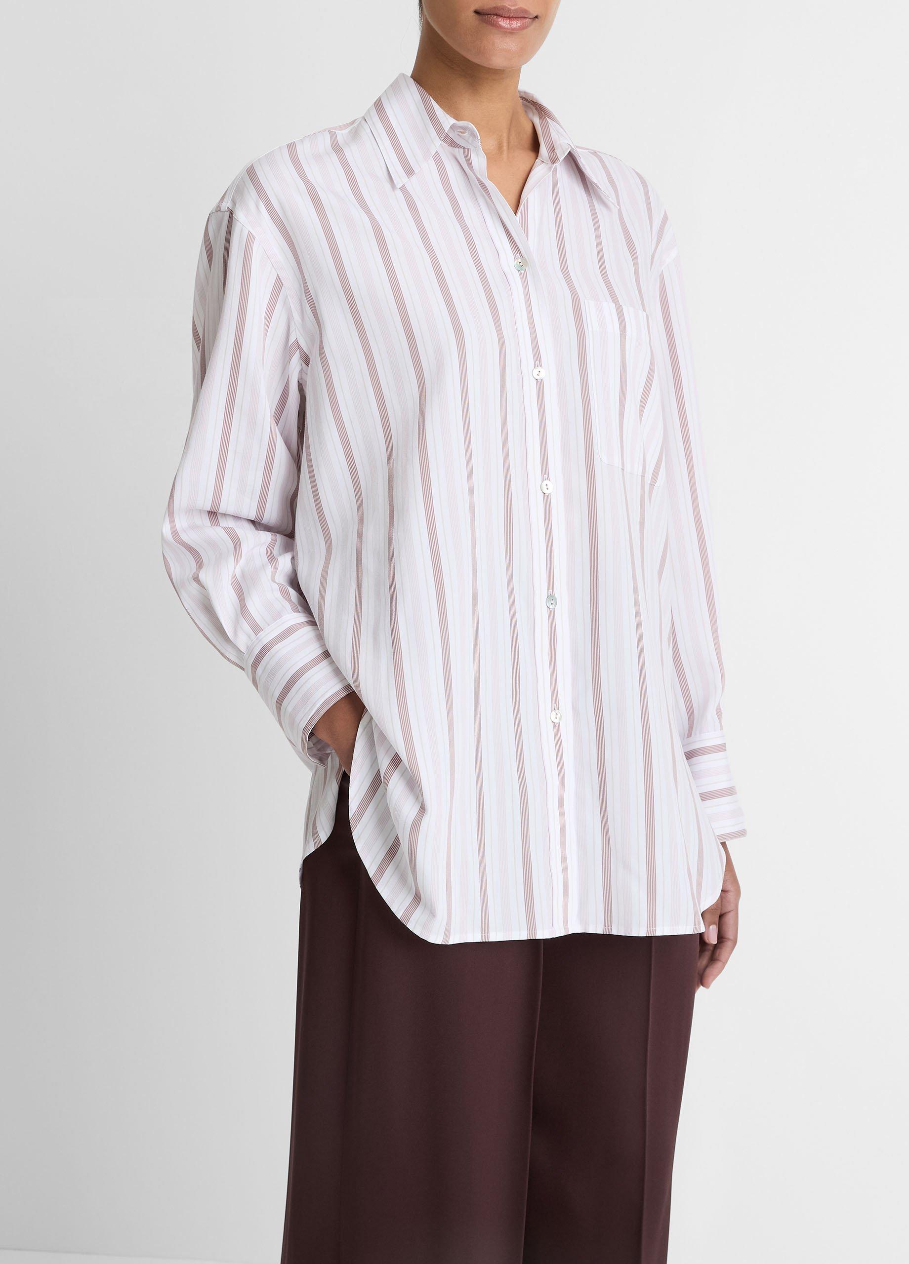 Striped Twill Oversized Shirt image number 1