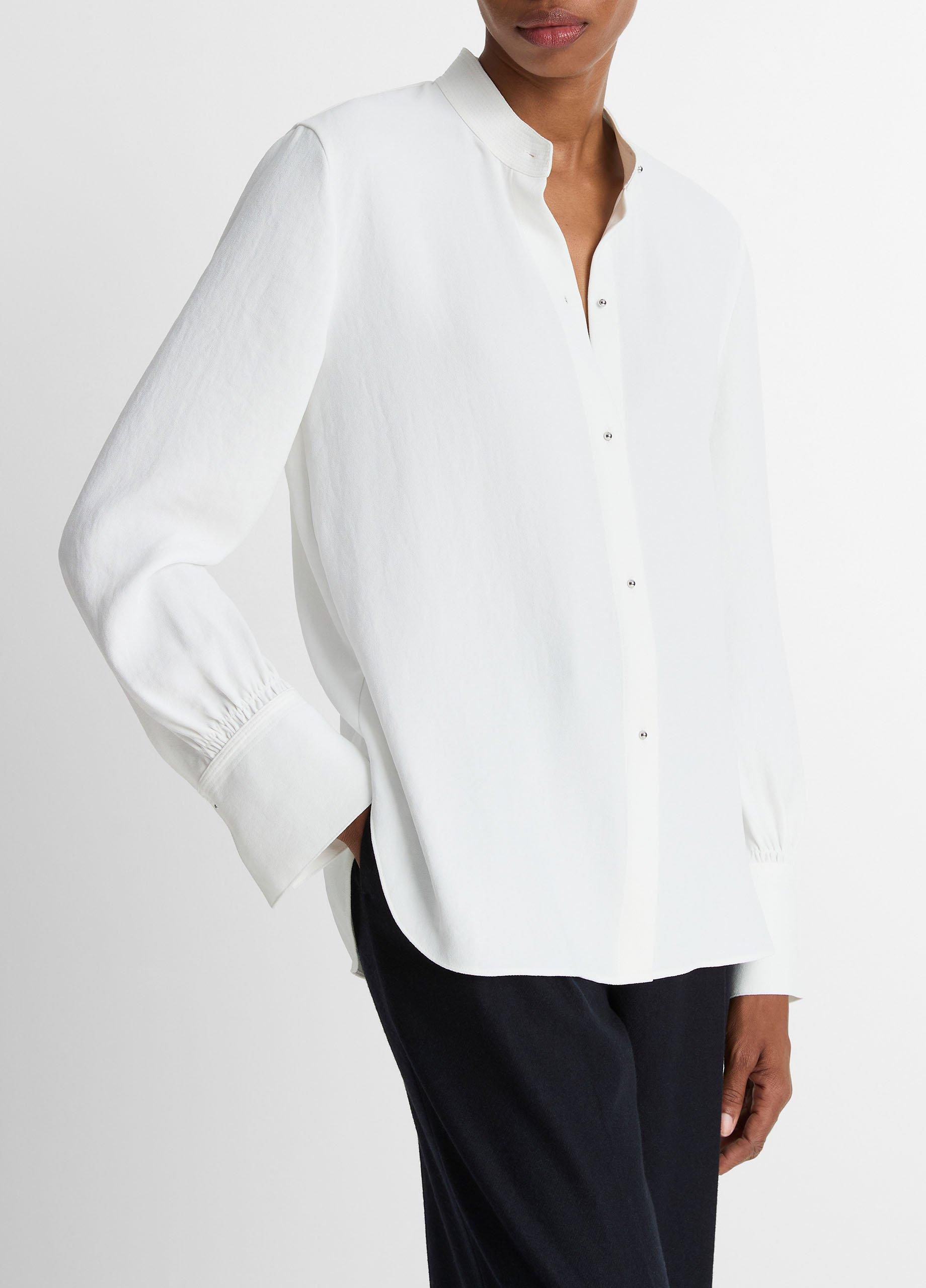 Metal-Button Crepe Shirt image number 1