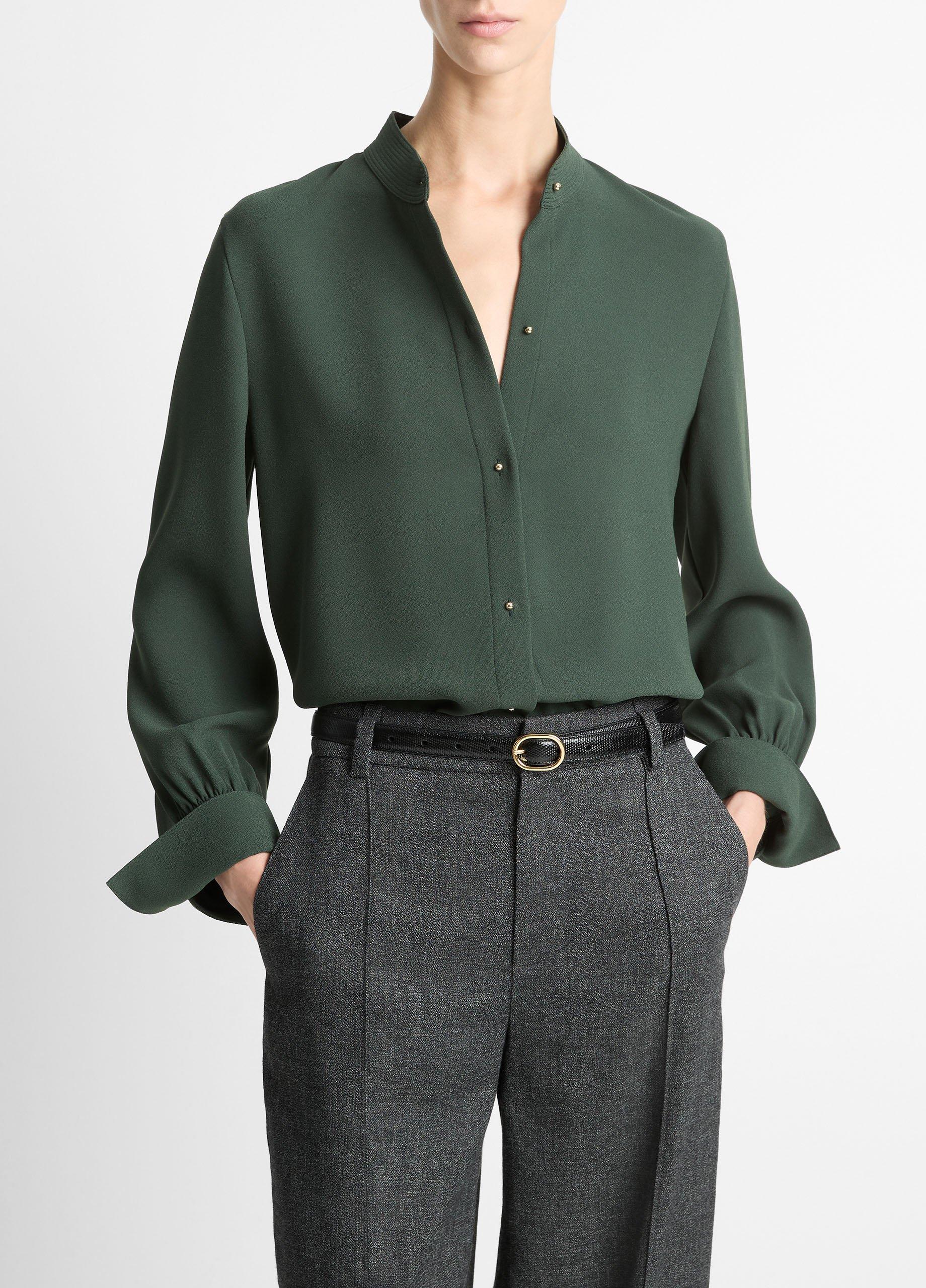 Metal-Button Crepe Shirt image number 0