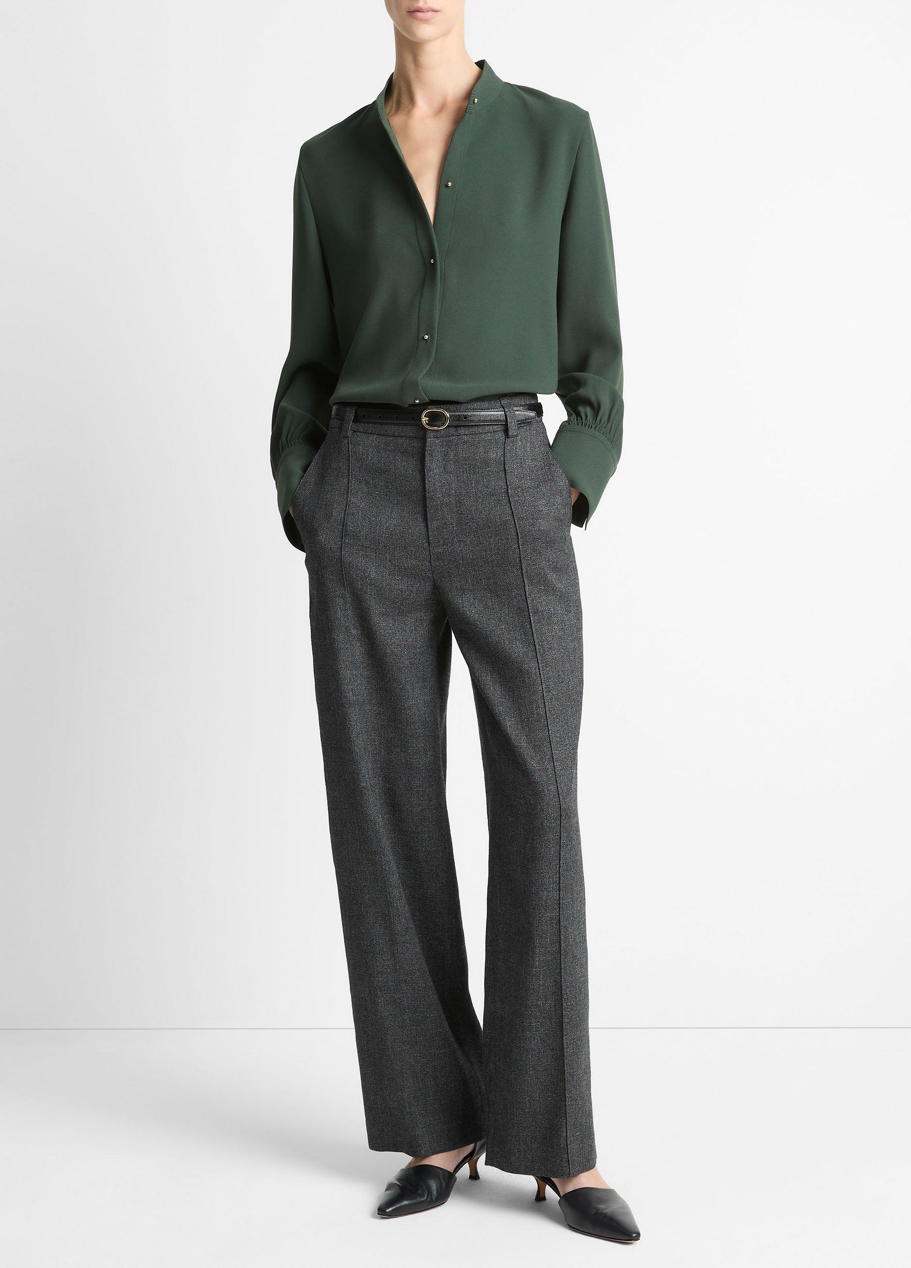 Metal-Button Crepe Shirt image number 3