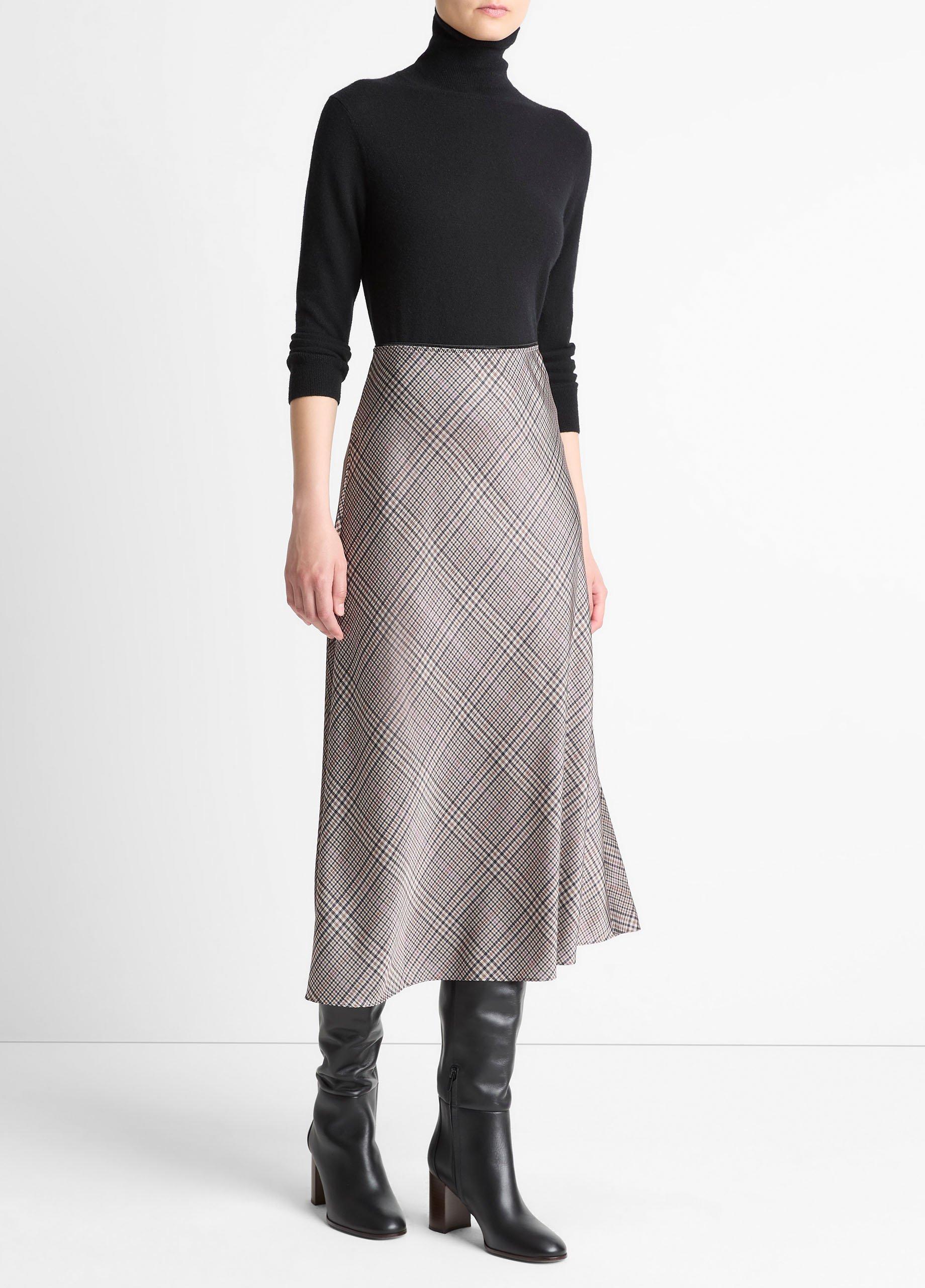 Pressed Plaid Satin Slip Skirt image number 1