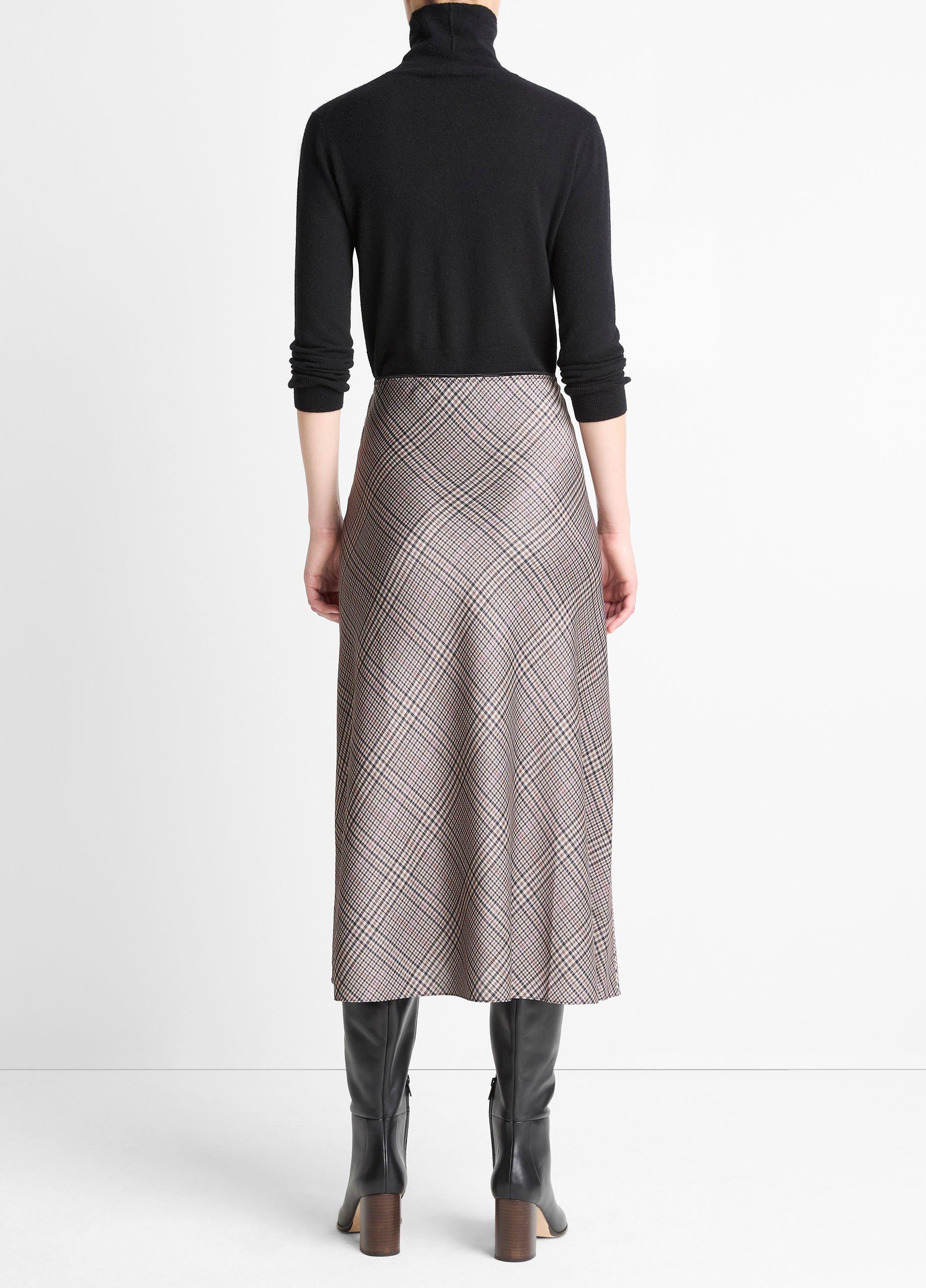 Pressed Plaid Satin Slip Skirt image number 2