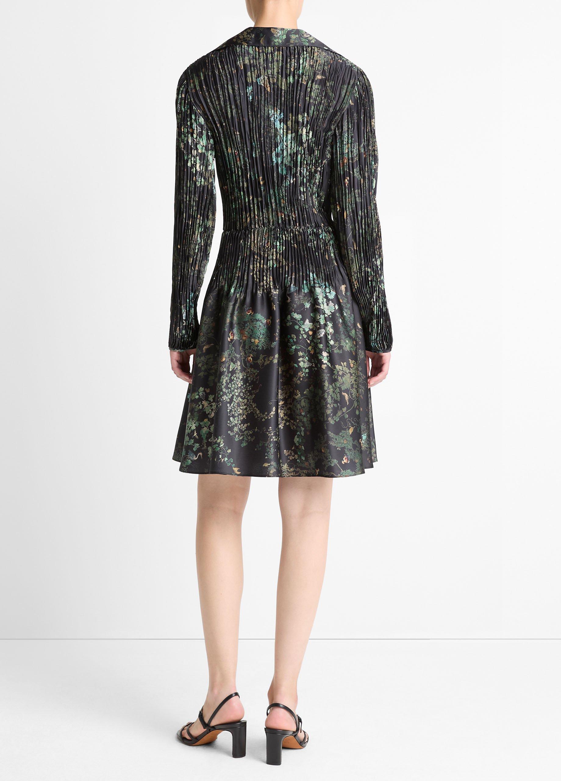 Grape Vine Crushed Satin Shirt Dress image number 2