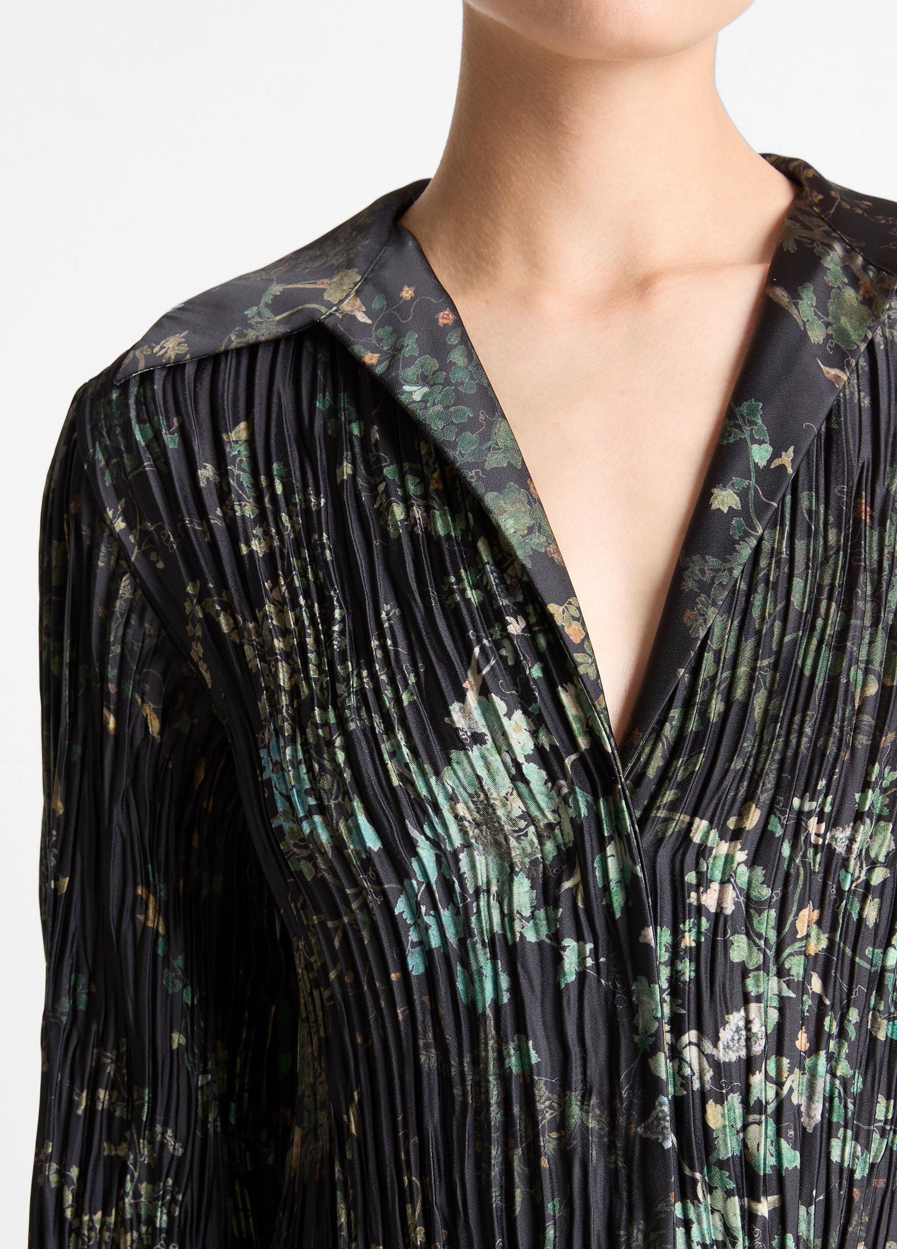 Grape Vine Crushed Satin Shirt Dress image number 3