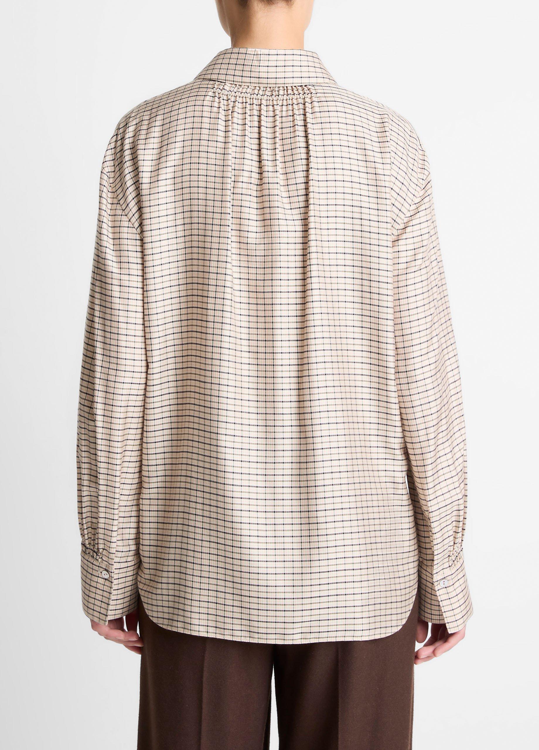 Smocked Micro-Check Button-Front Shirt image number 2