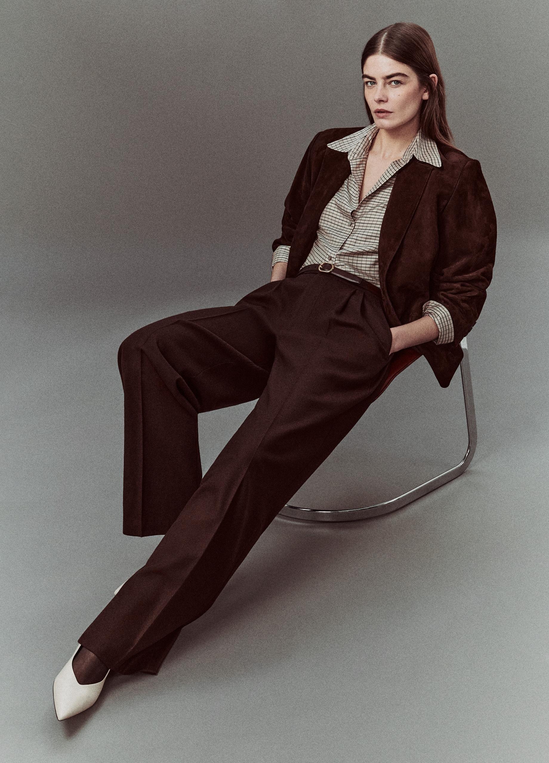 Smocked Micro-Check Button-Front Shirt image number 5