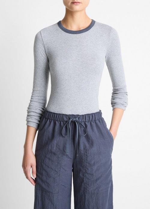 Tipped Heathered Pima Cotton-Blend Long-Sleeve T-Shirt