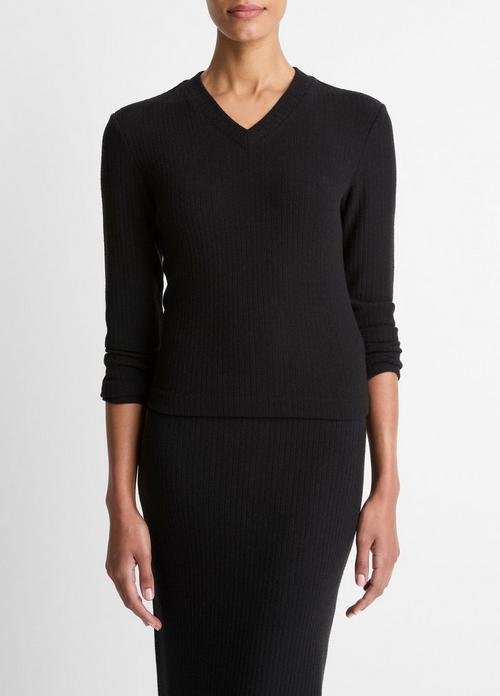 Cozy Rib High V-Neck Top