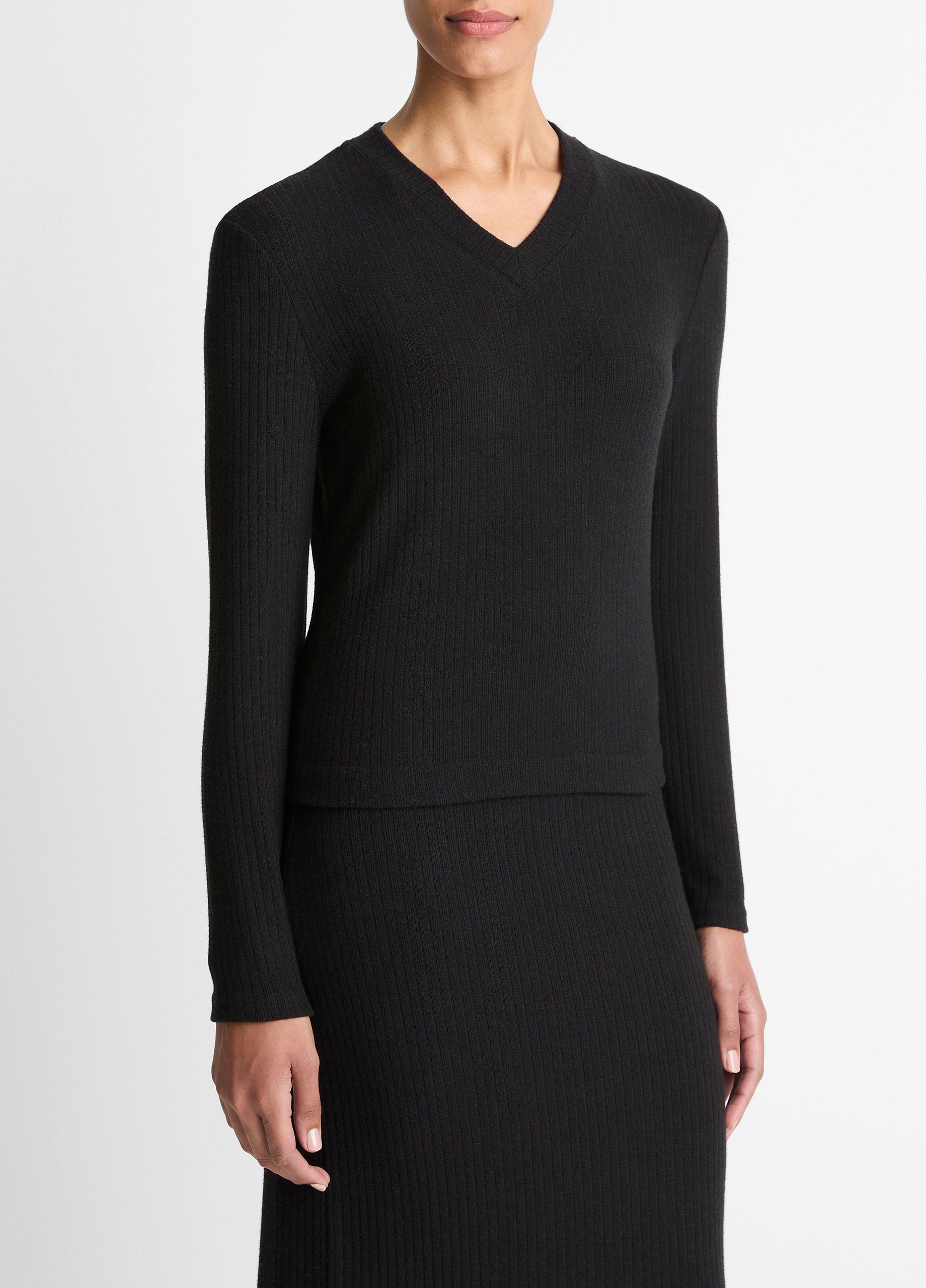 Cozy Rib High V-Neck Top image number 1