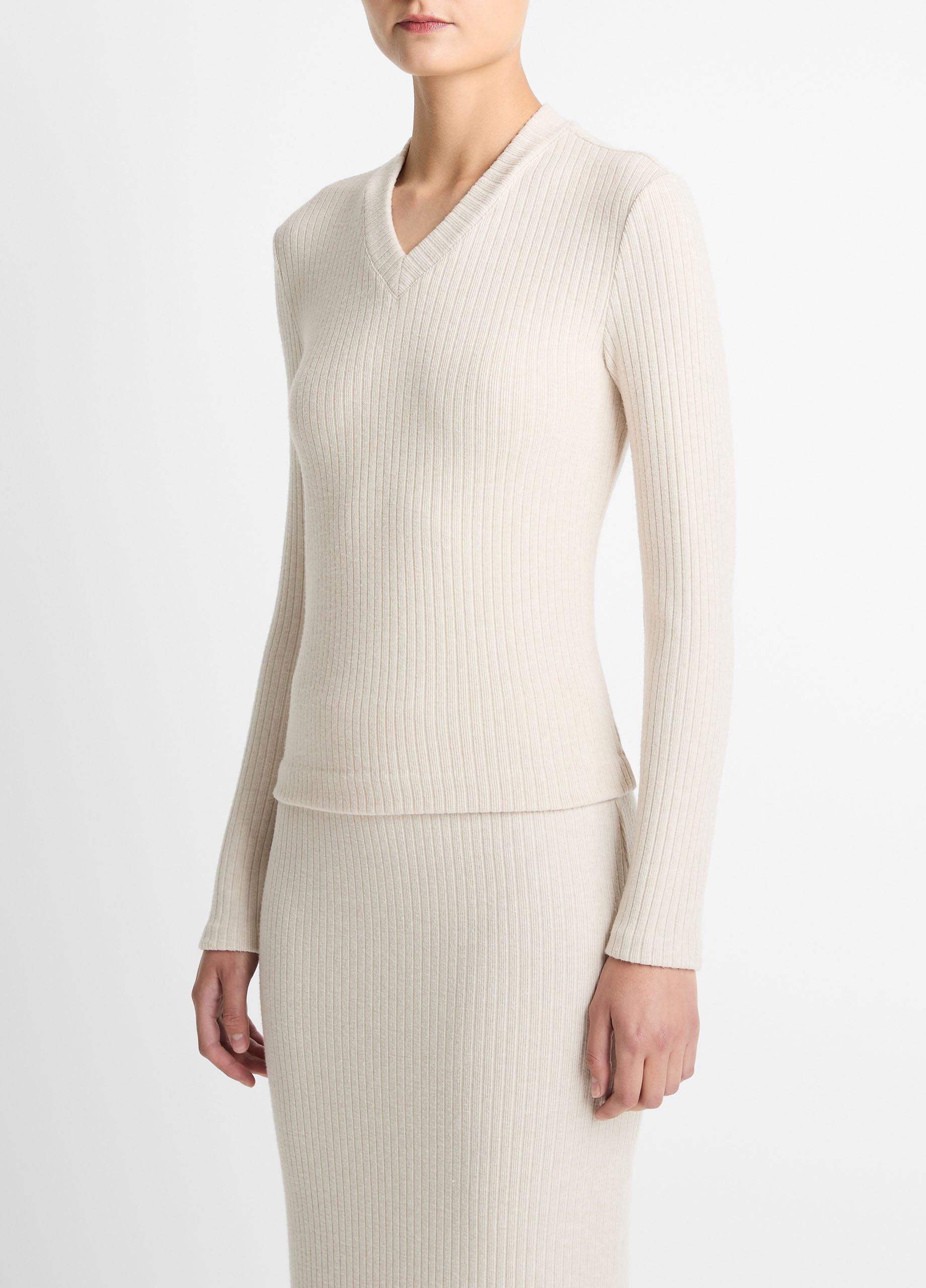 Cozy Rib High V-Neck Top image number 1