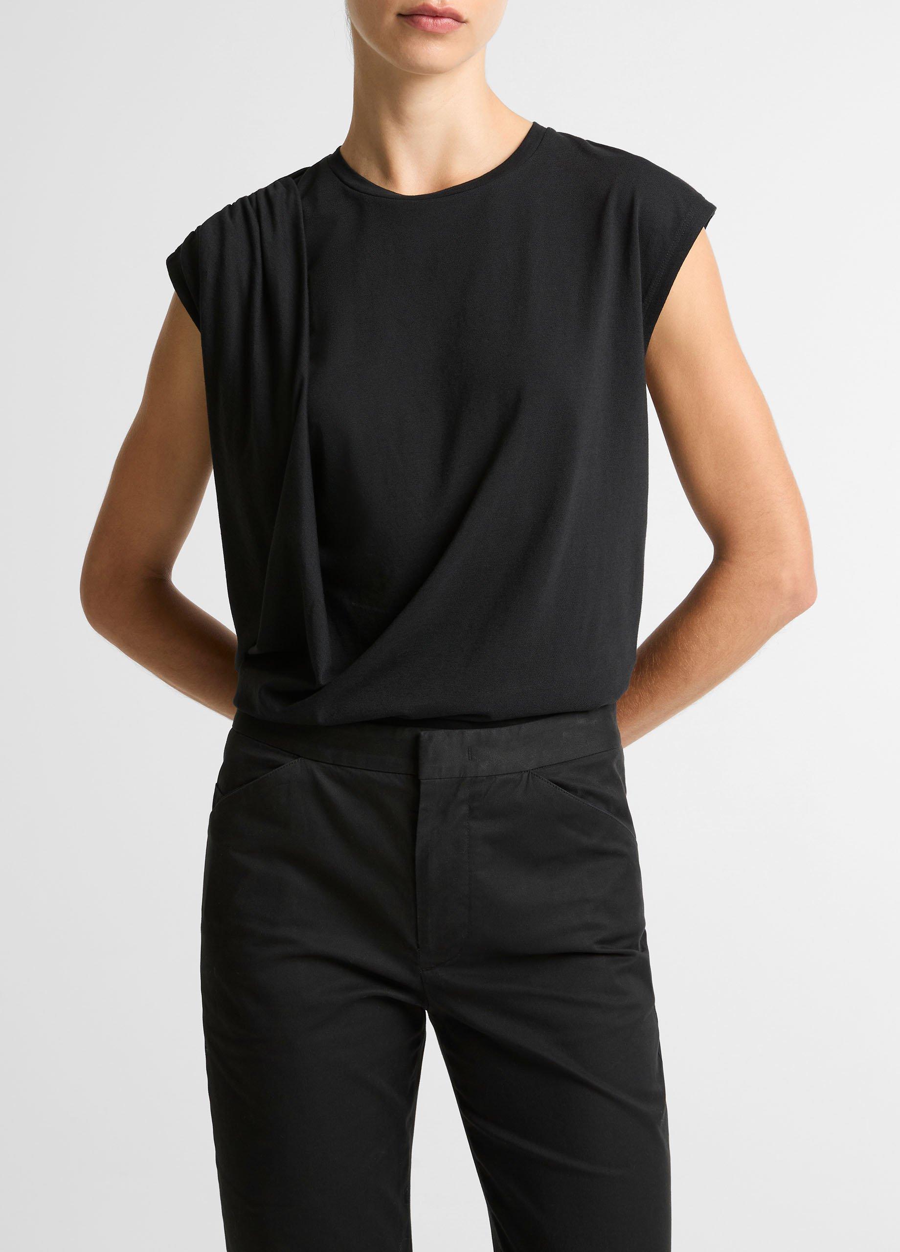 Pima Cotton-Blend Draped Relaxed Top image number 0