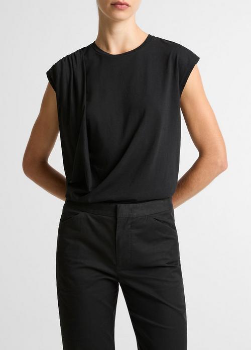 Pima Cotton-Blend Draped Relaxed Top