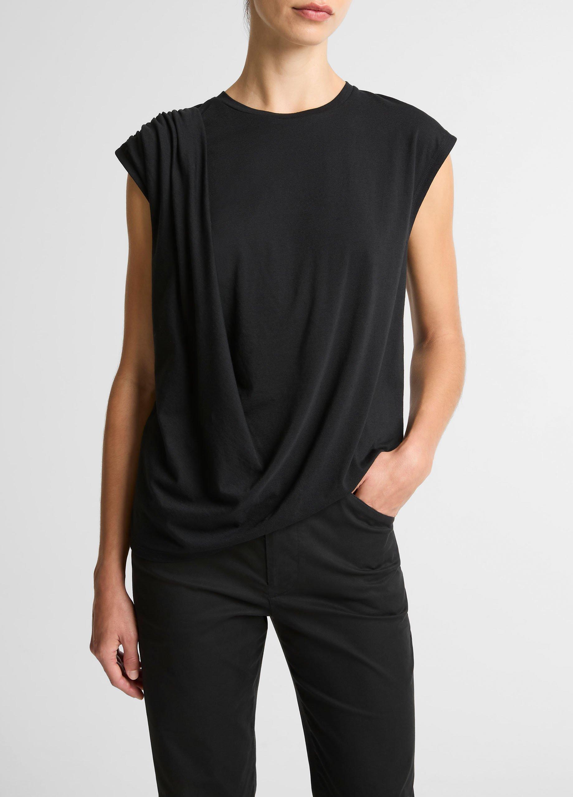 Pima Cotton-Blend Draped Relaxed Top image number 1