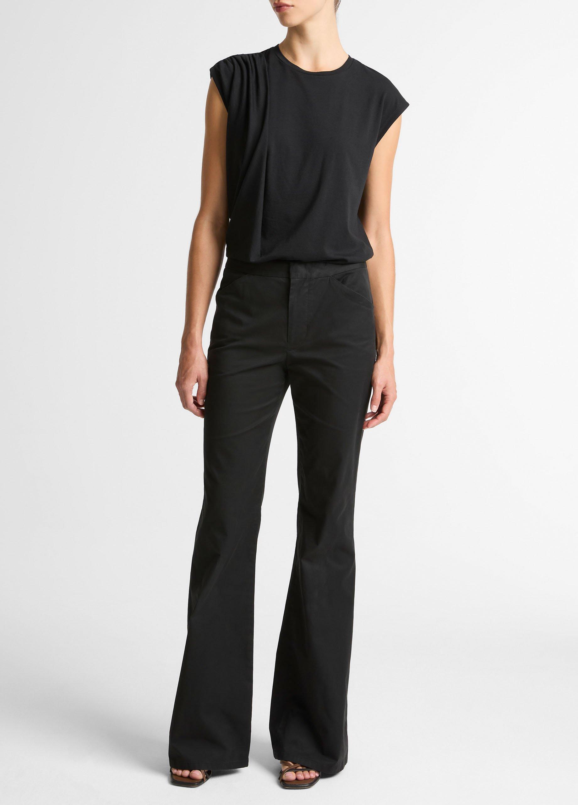 Pima Cotton-Blend Draped Relaxed Top image number 3