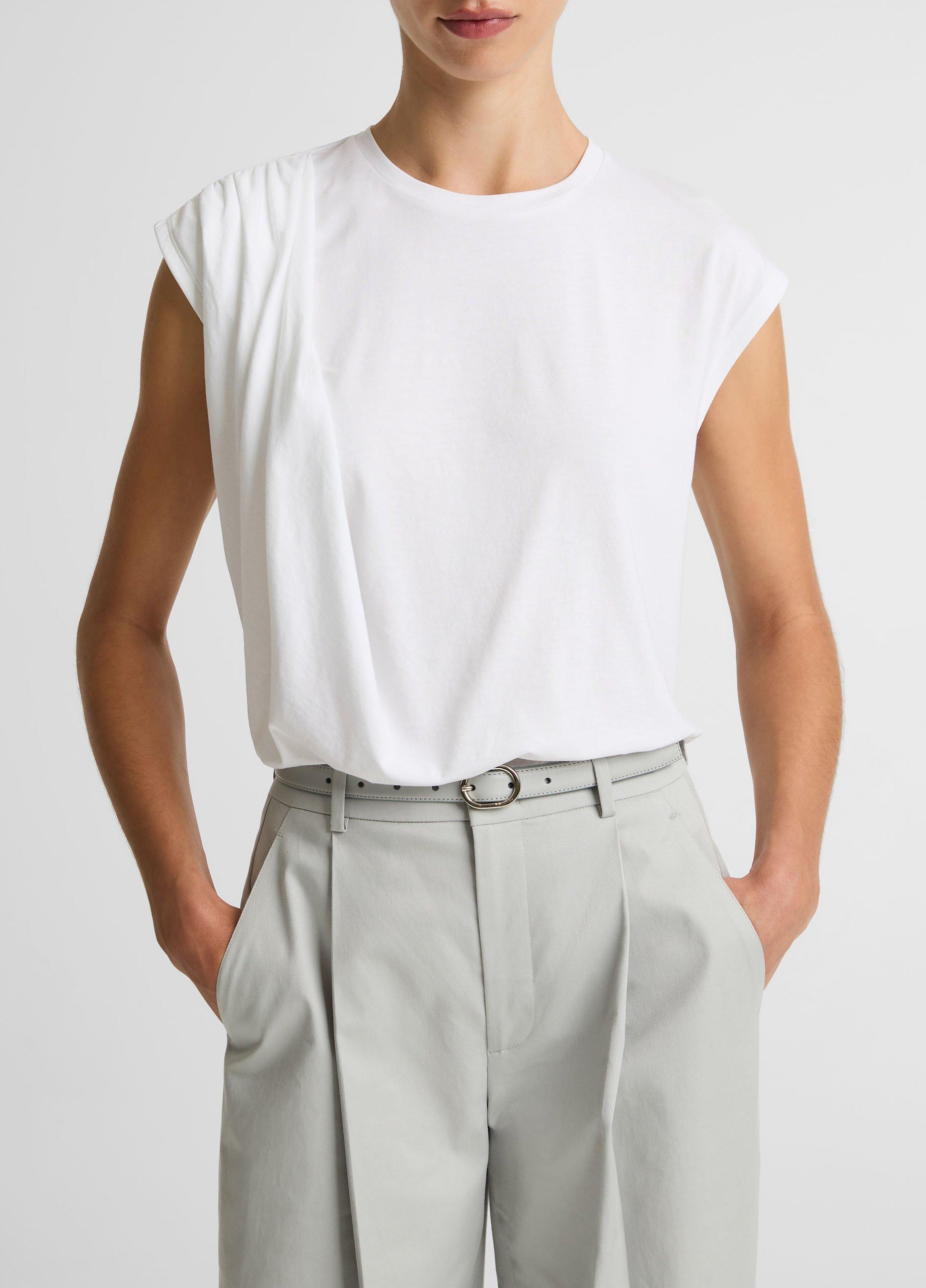 Pima Cotton-Blend Draped Relaxed Top image number 0