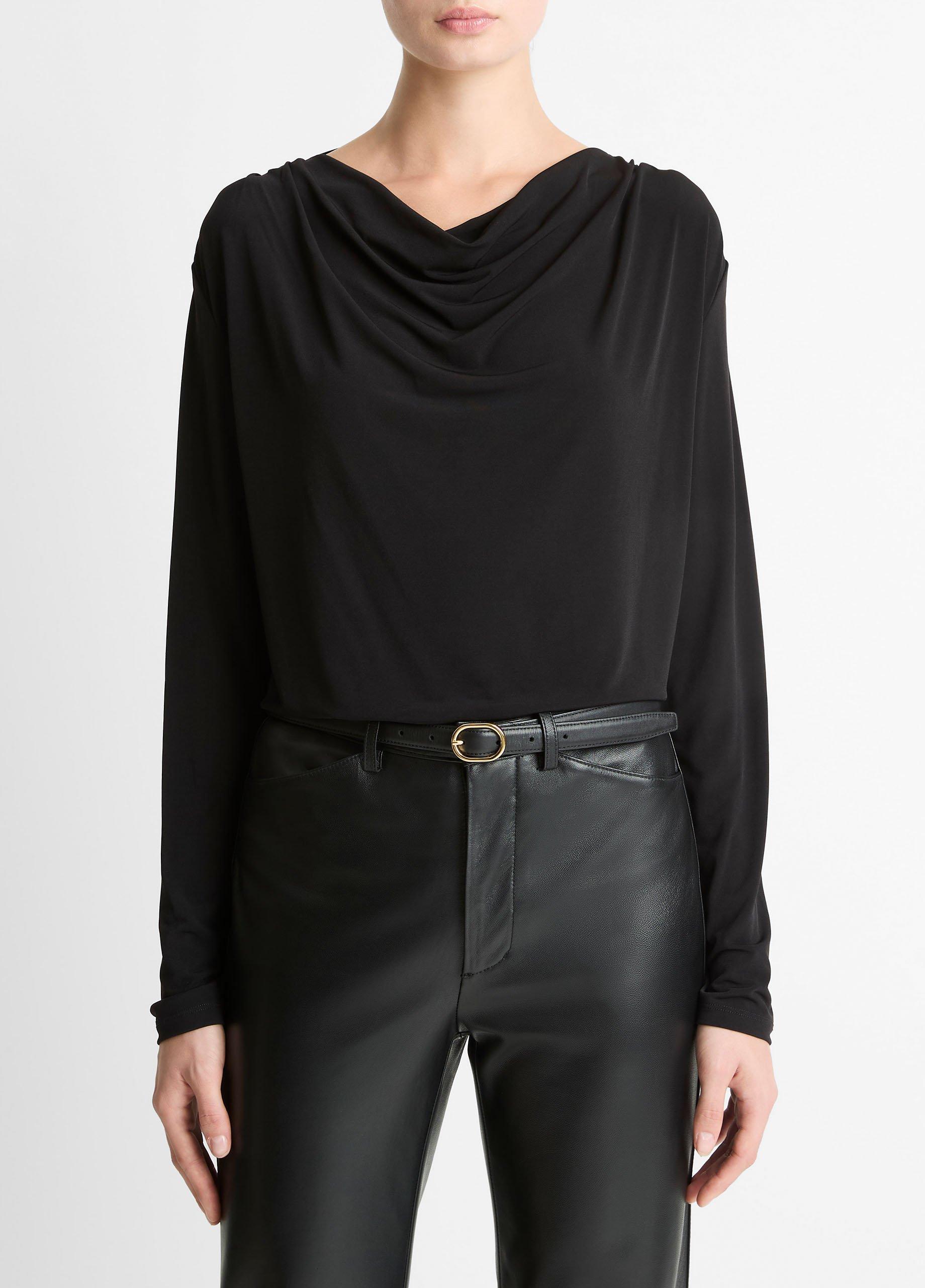 Matte Jersey Cowl-Neck Top