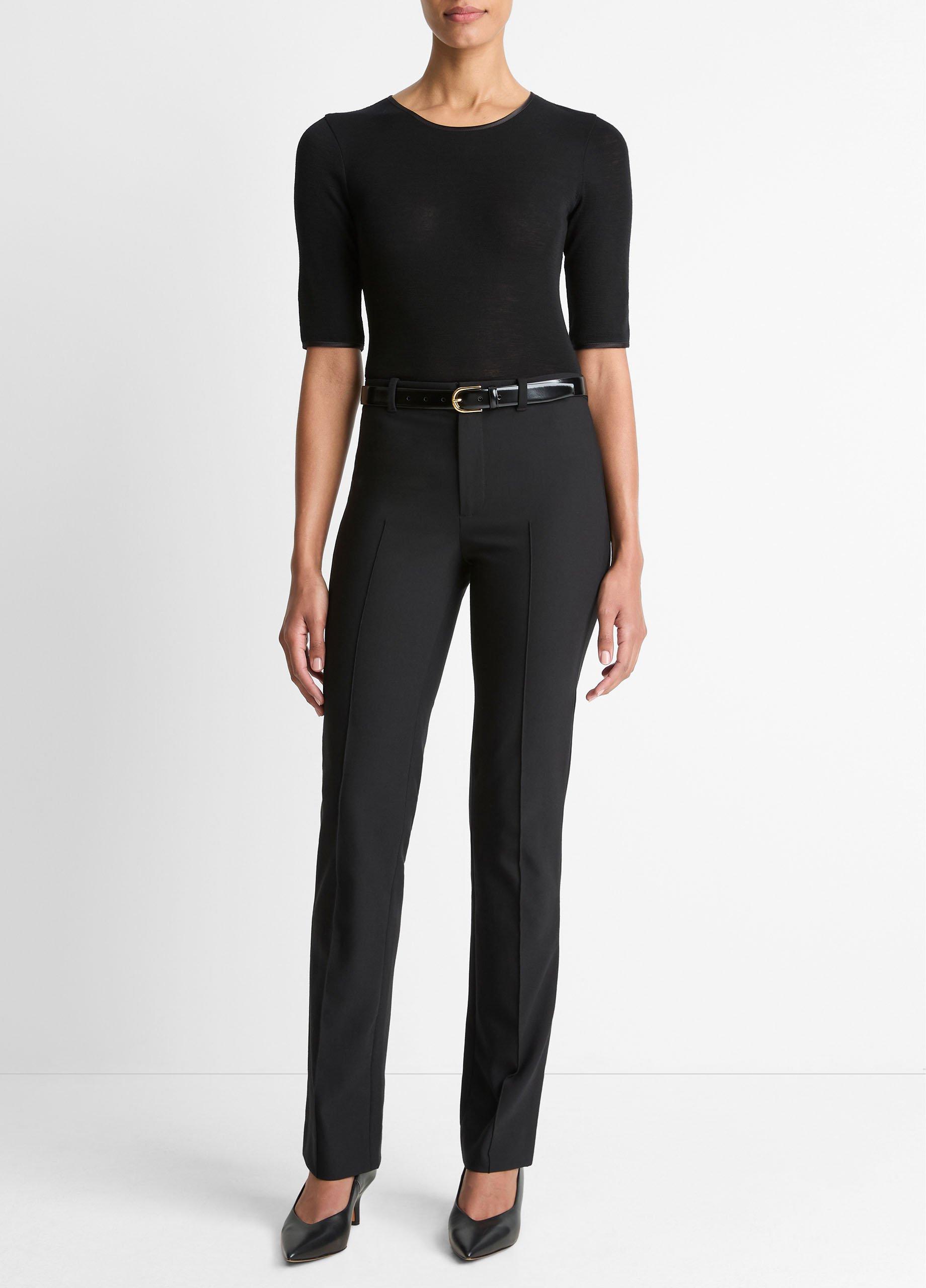 Satin-Trim Wool Elbow-Sleeve T-Shirt image number 3