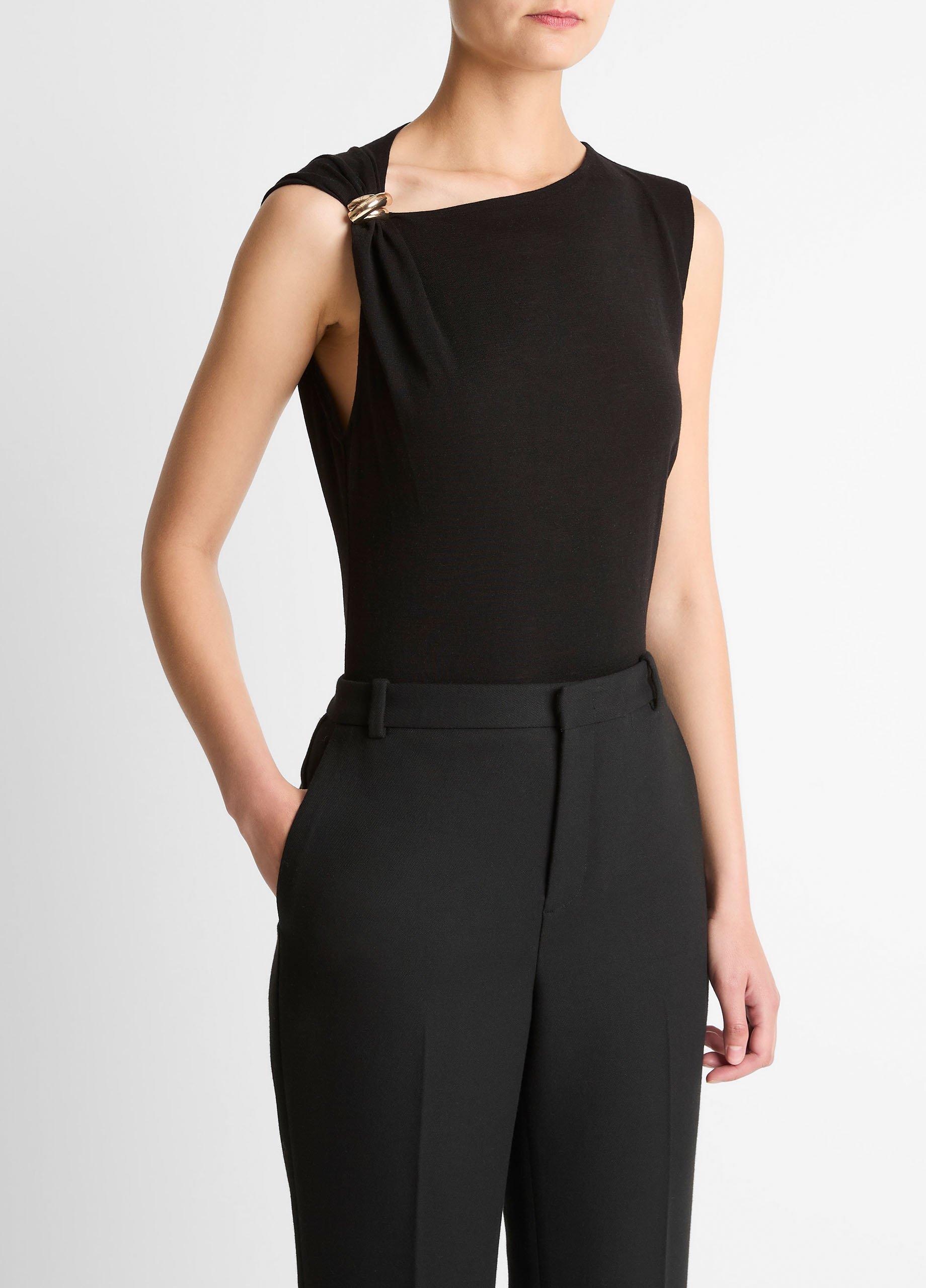 Cinched-Shoulder Wool-Blend Top image number 1