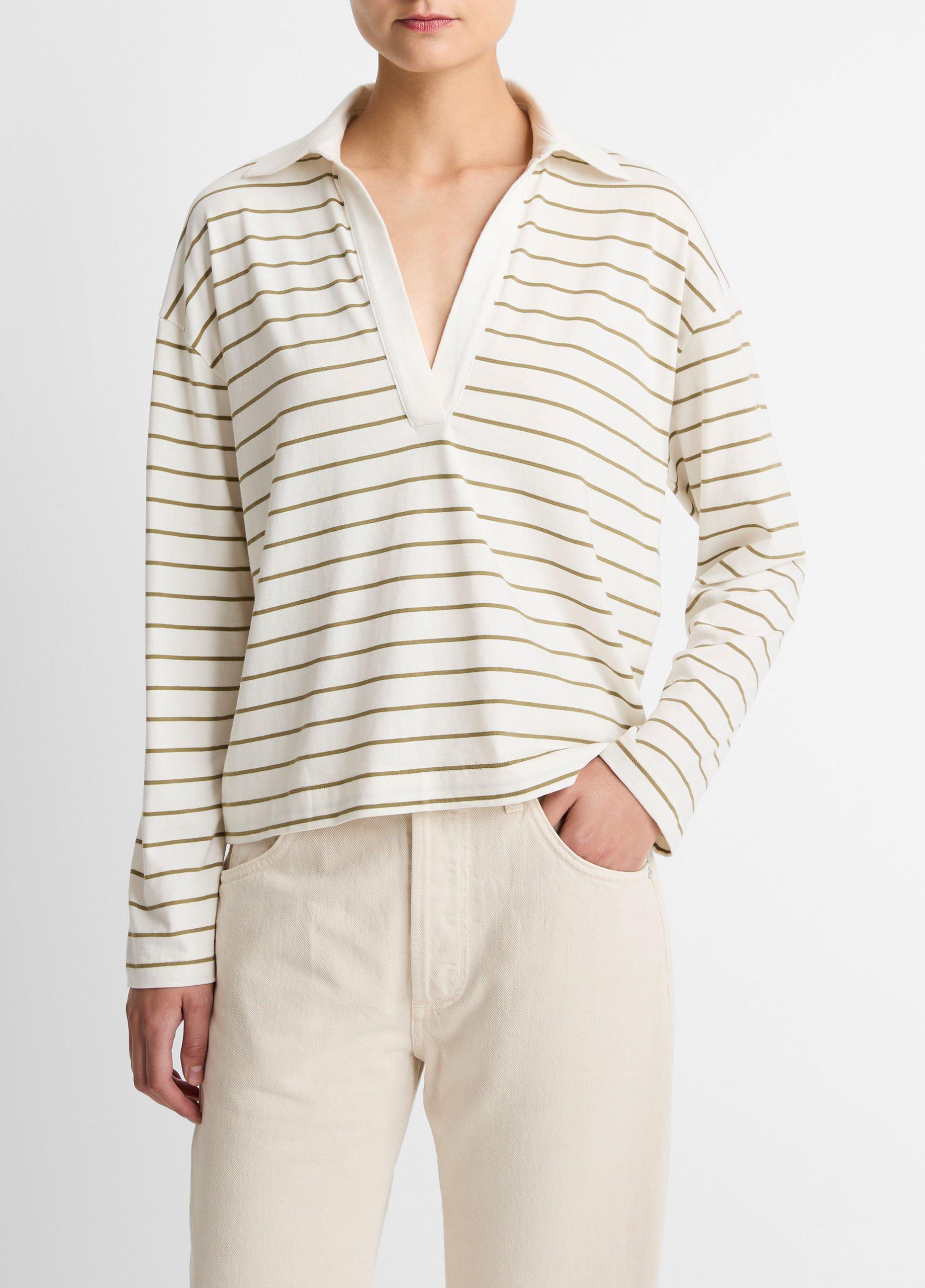 Striped Cotton Long-Sleeve Polo Shirt image number 0