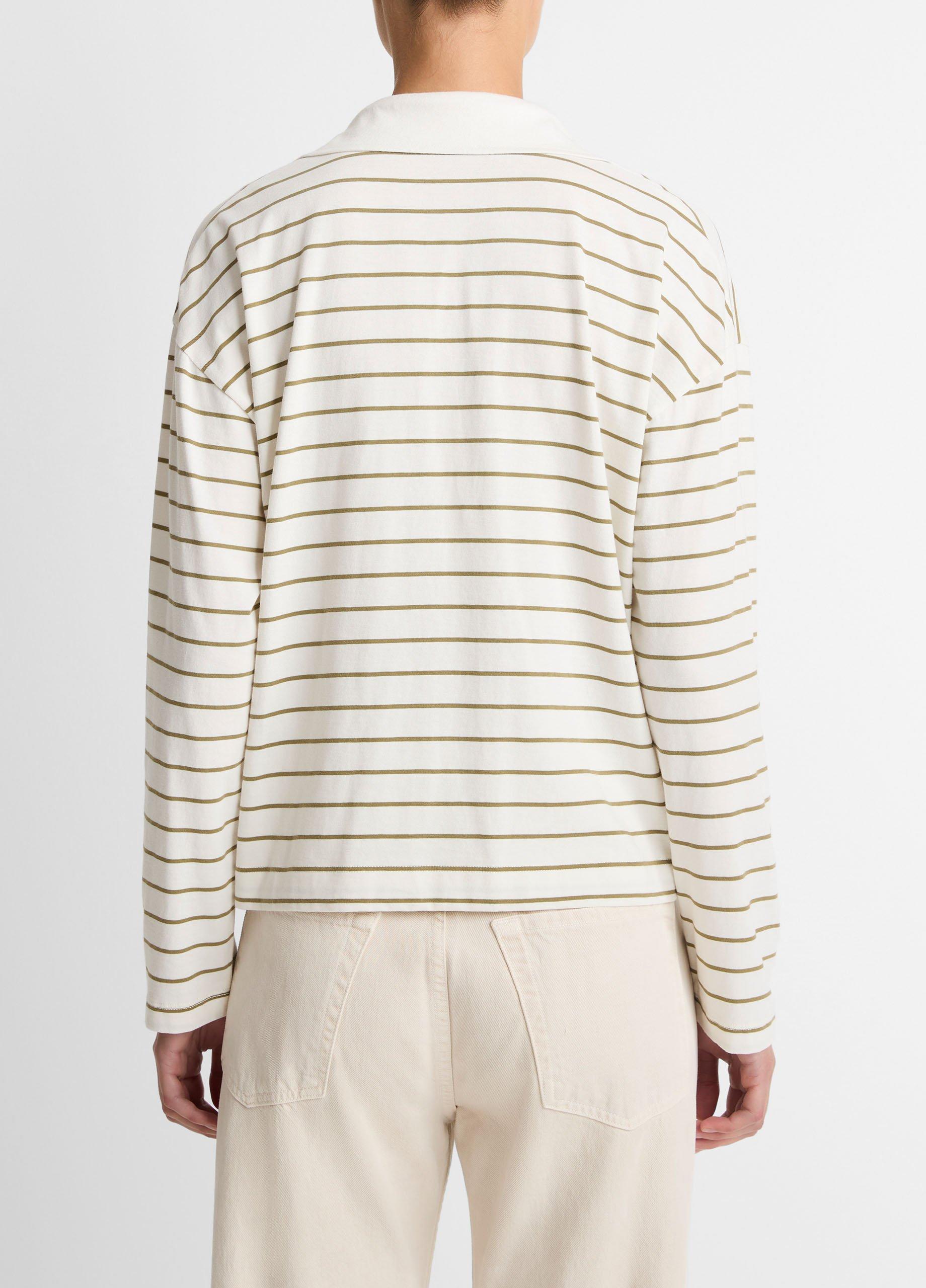 Striped Cotton Long-Sleeve Polo Shirt image number 2