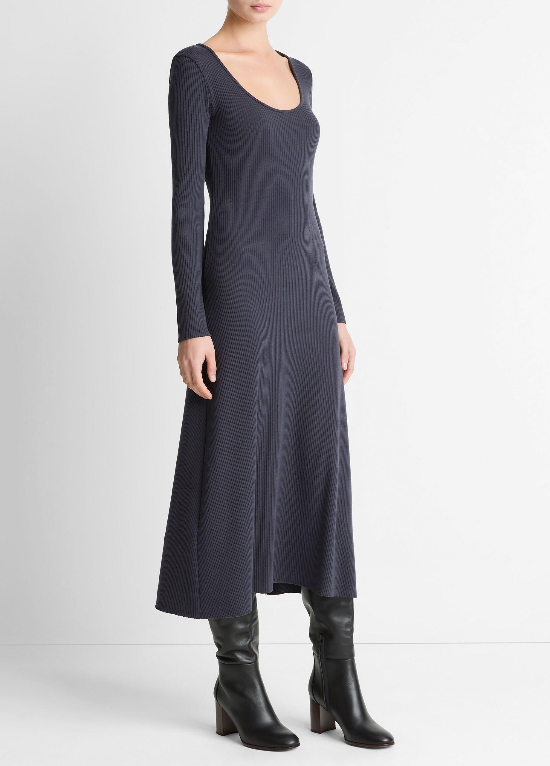 Ribbed Cotton-Blend Scoop-Neck Dress image number 1