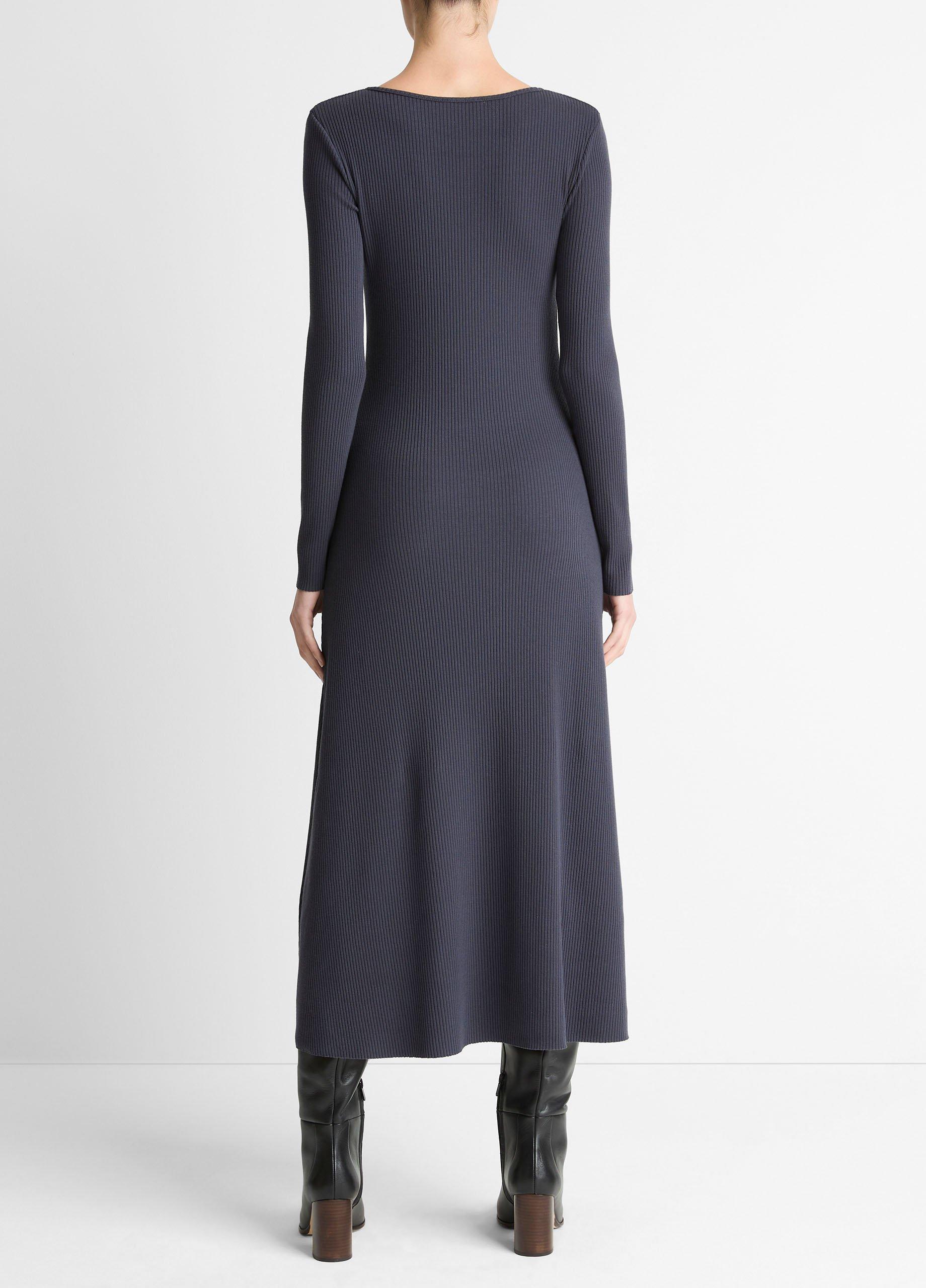 Ribbed Cotton-Blend Scoop-Neck Dress image number 2