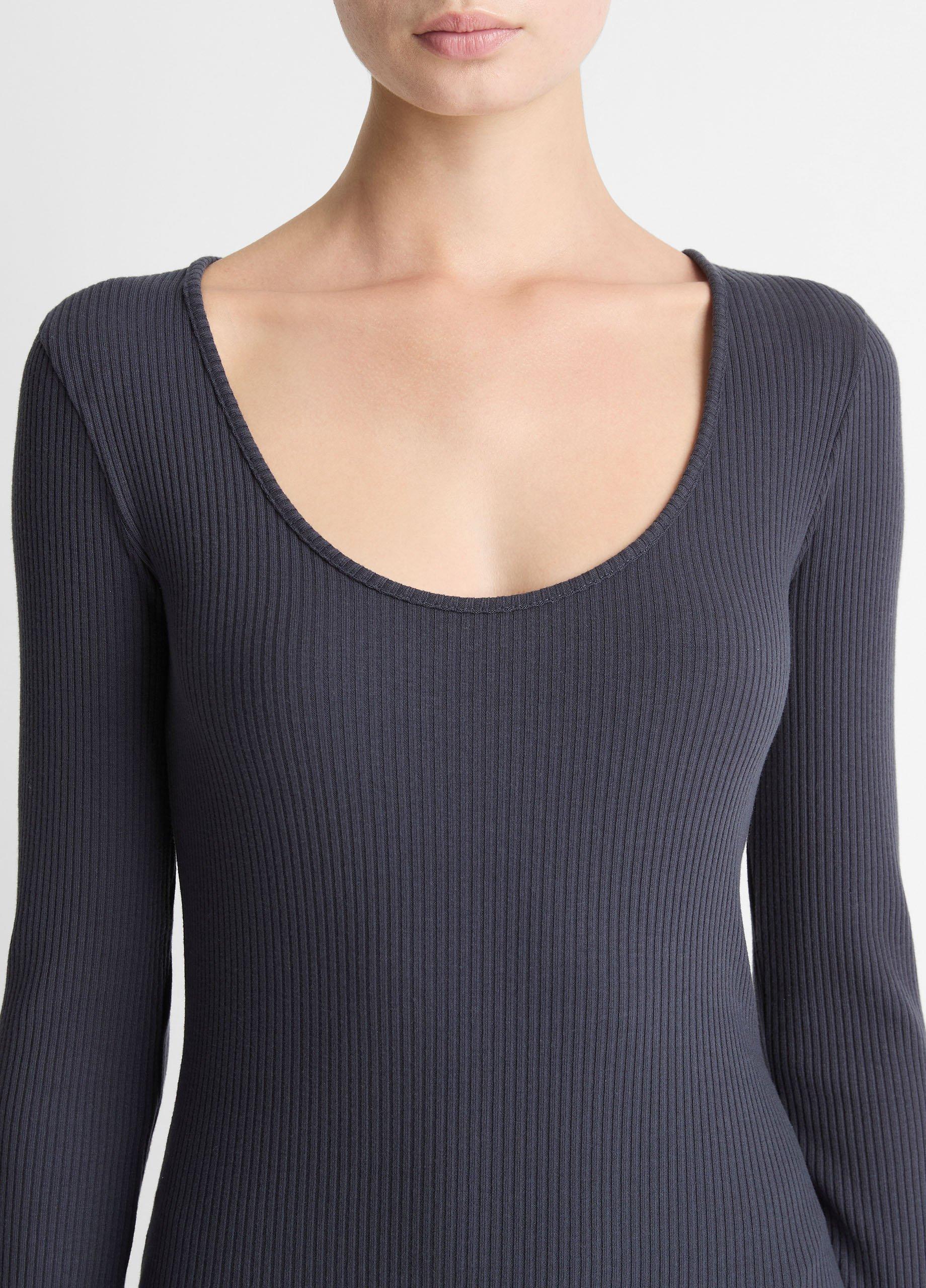 Ribbed Cotton-Blend Scoop-Neck Dress image number 3