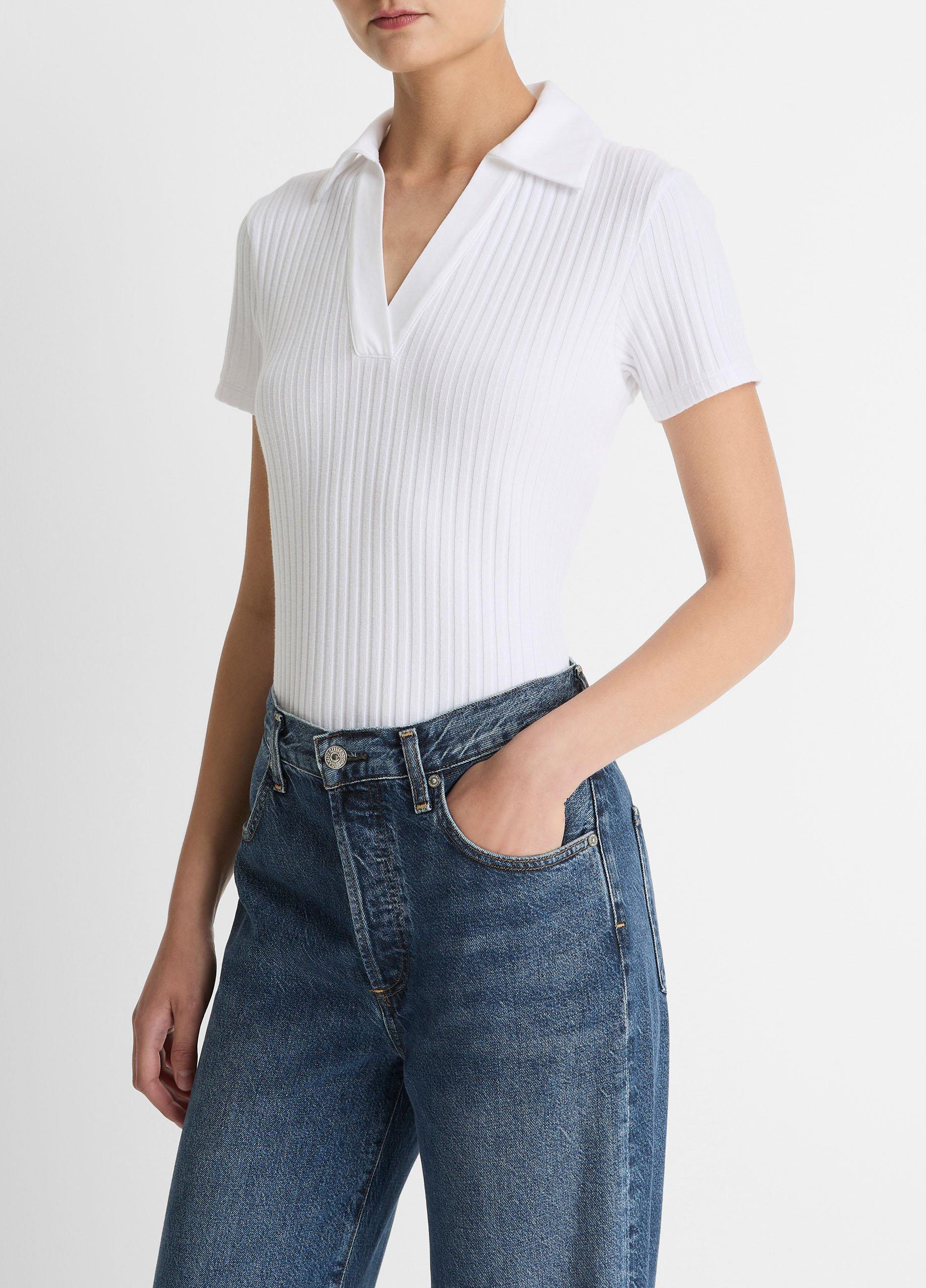 Ribbed Cotton-Blend Polo Shirt image number 1