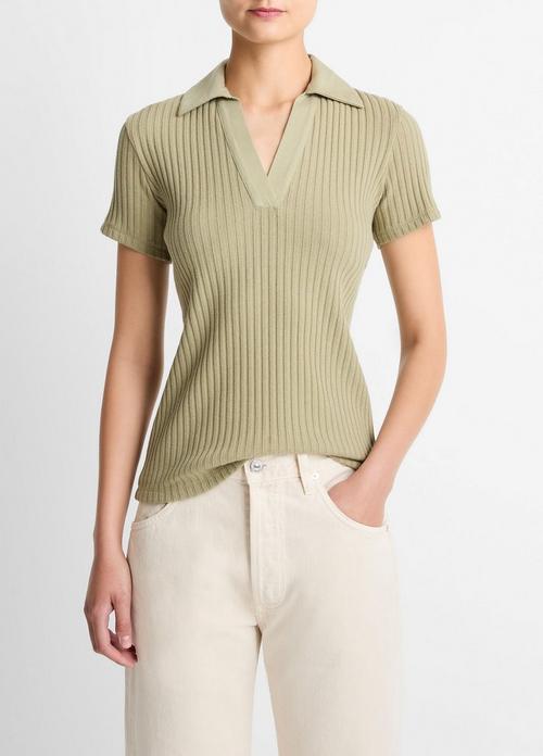 Ribbed Cotton-Blend Polo Shirt