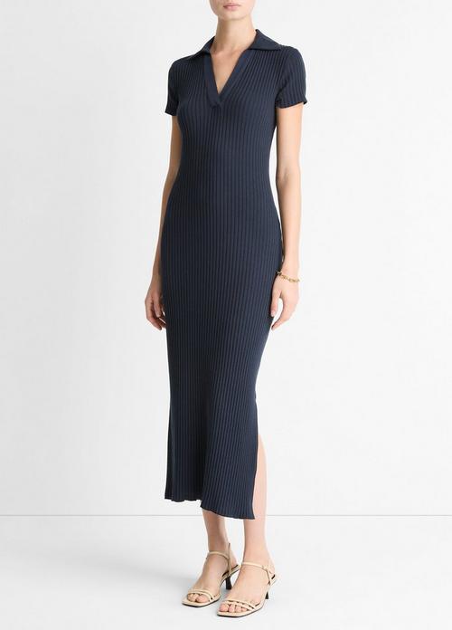 Ribbed Cotton-Blend Polo Dress