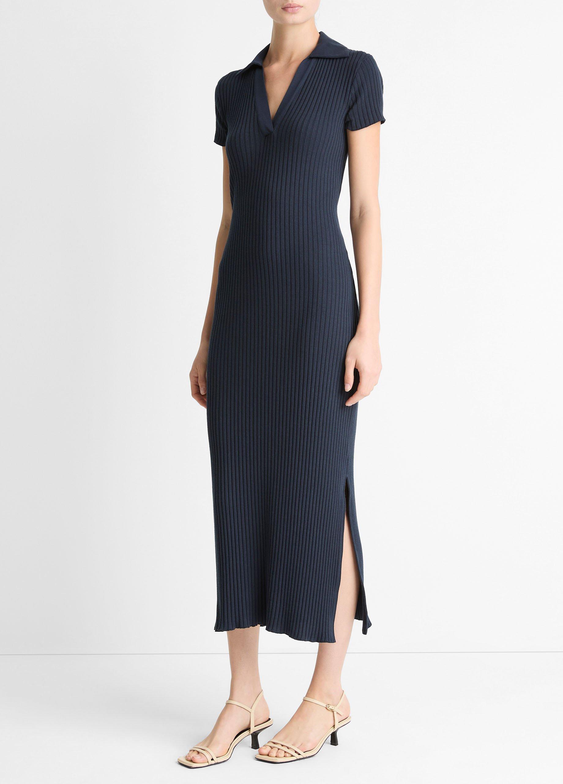 Ribbed Cotton-Blend Polo Dress image number 1