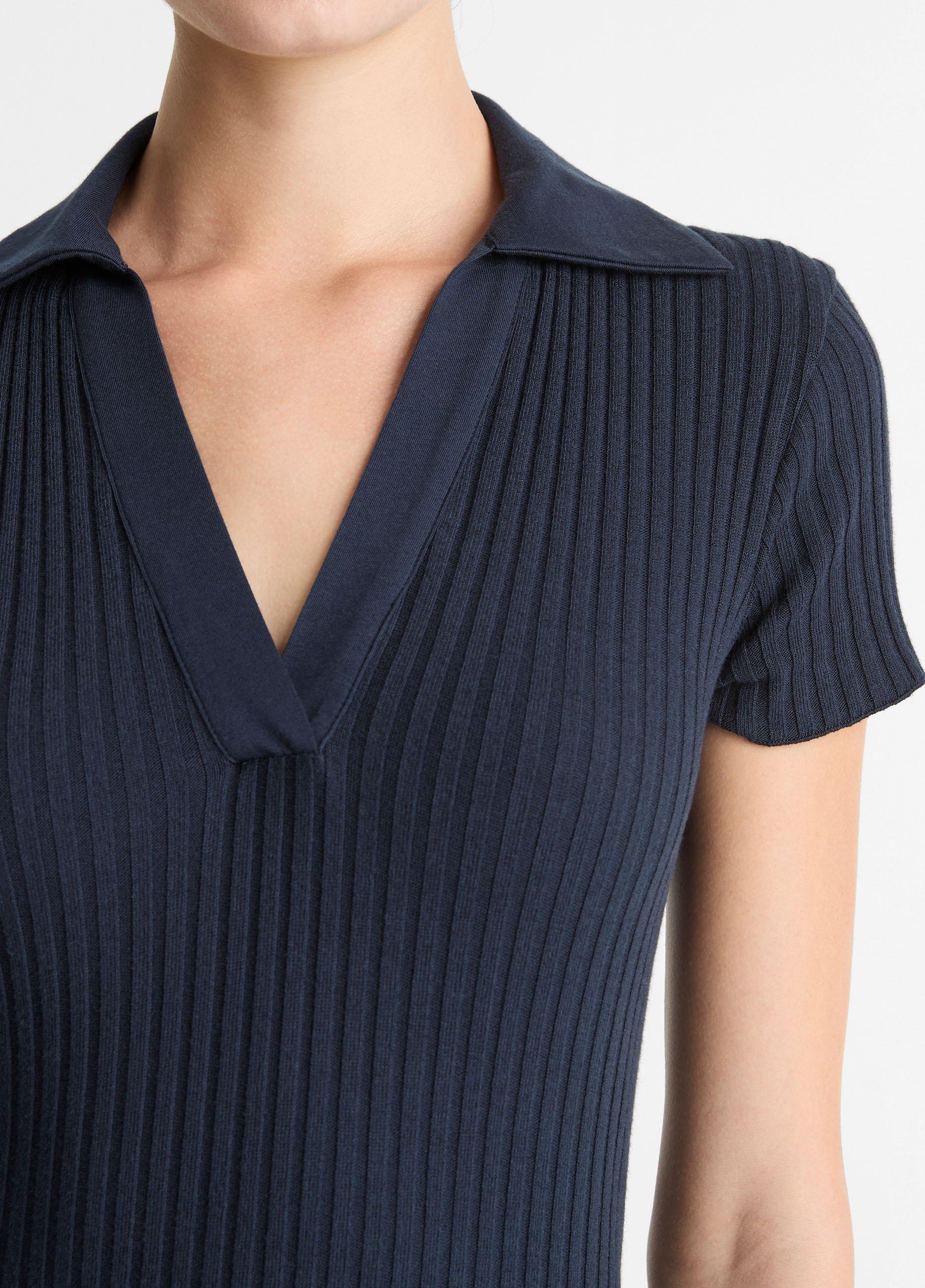 Ribbed Cotton-Blend Polo Dress image number 3