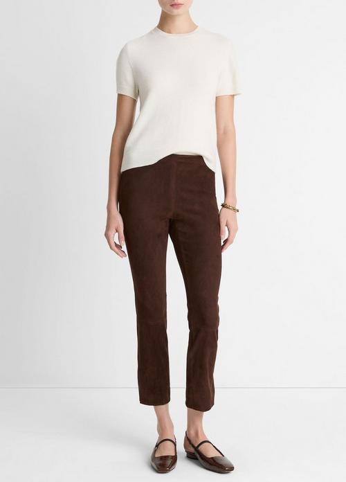 Suede Split-Hem Cropped Pant